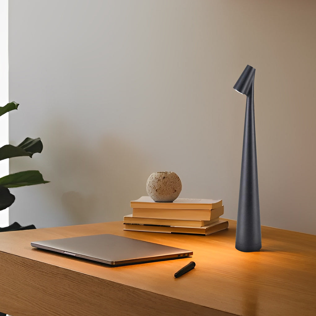 LichtSlim – Elegant Cone-Shaped LED Table Lamp with Downward Light & USB Rechargeable
