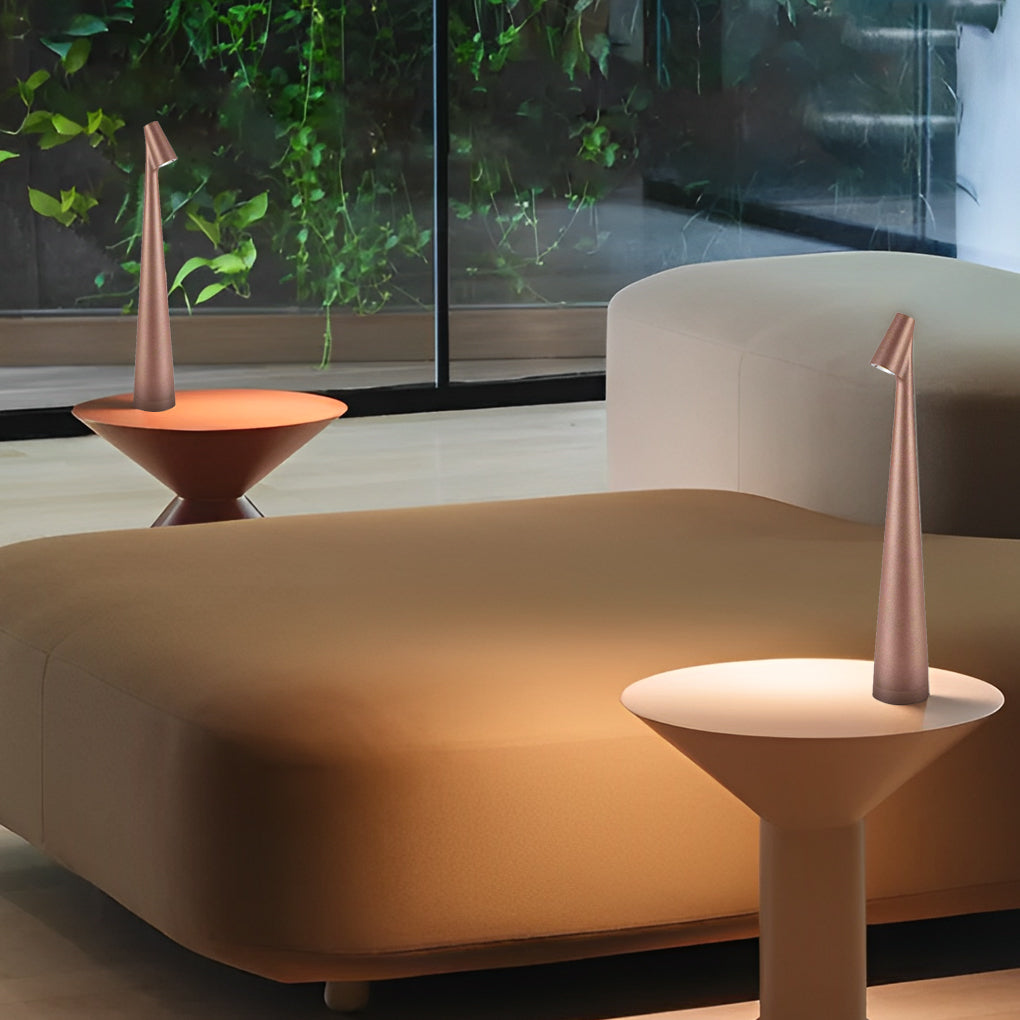 LichtSlim – Elegant Cone-Shaped LED Table Lamp with Downward Light & USB Rechargeable