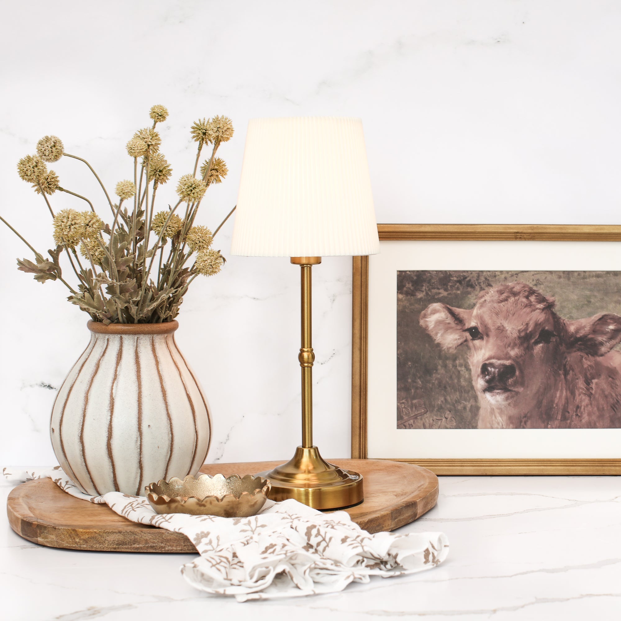 Gold Rechargeable LED Table Lamp – Modern Shiny Table Light for Elegant Home Decor