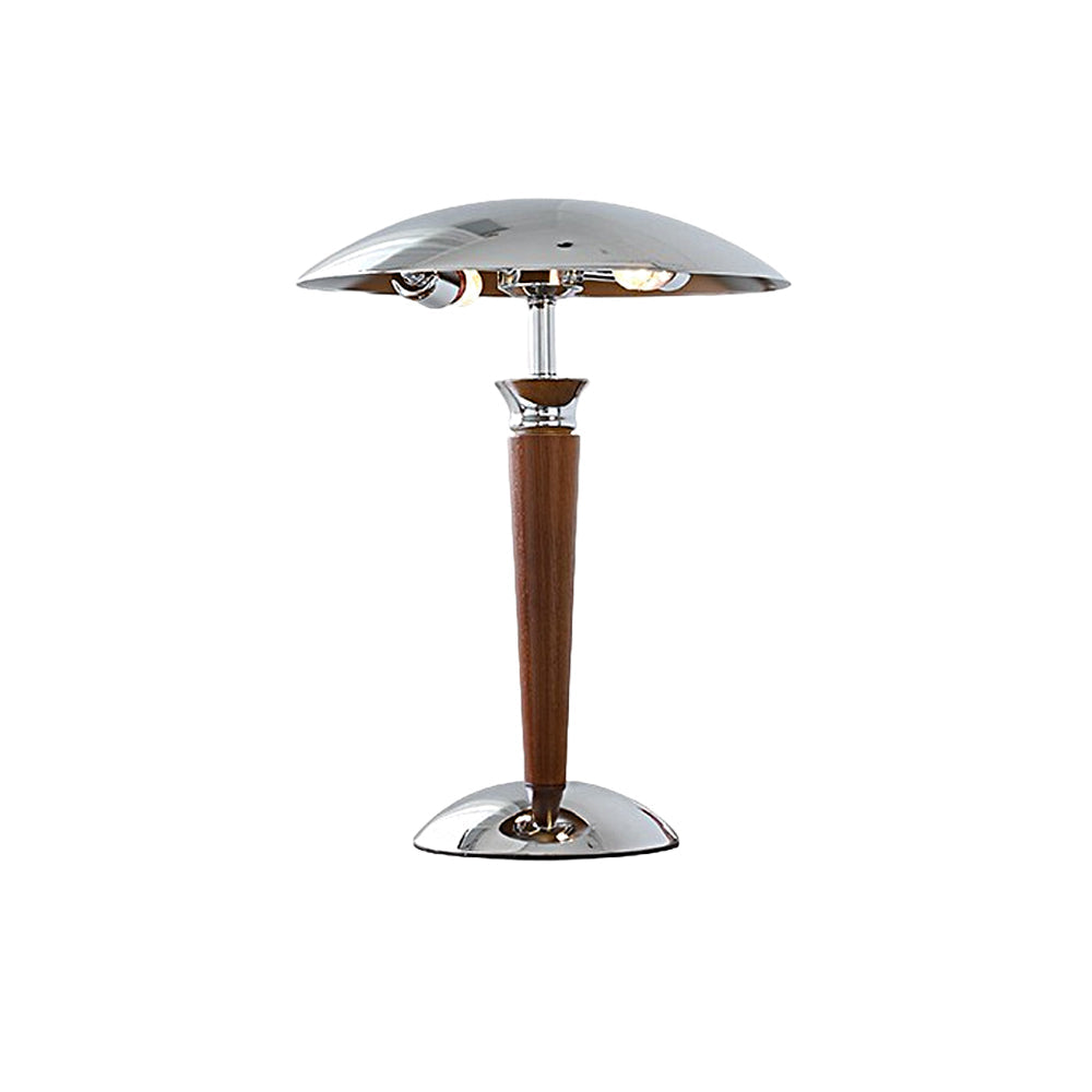 Paquebot Vintage Mushroom Lamp – Chrome and Wood Table Light with 3-Level Dimming