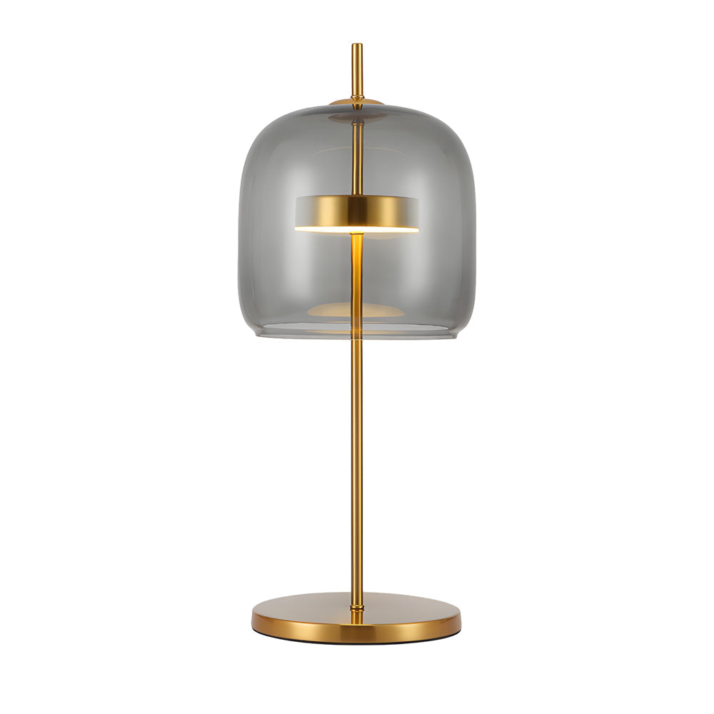 LumiLux Smoked Glass Table Lamp – Elegant Warm Lighting for Bedroom & Home Décor
