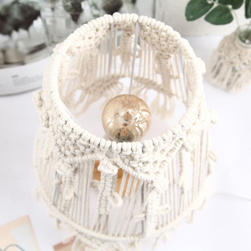 AmbianceLight Woven Rope Table Lamp – Boho Rustic Lighting for Cozy Home Décor