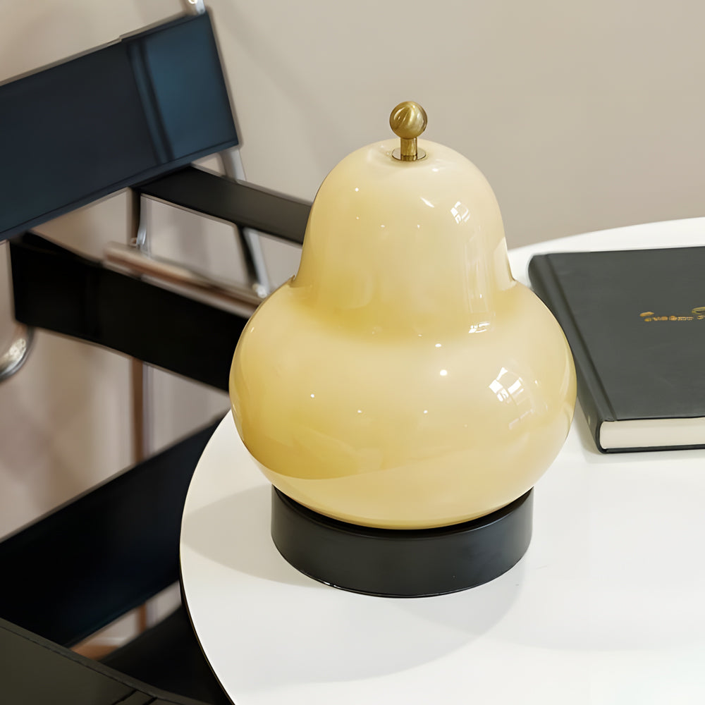Pear-Shaped Glass LED Table Lamp – Portable USB Touch Light with Adjustable Brightness