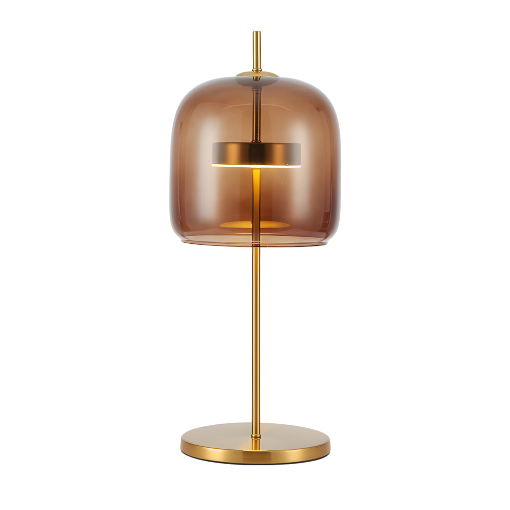 LumiLux Smoked Glass Table Lamp – Elegant Warm Lighting for Bedroom & Home Décor