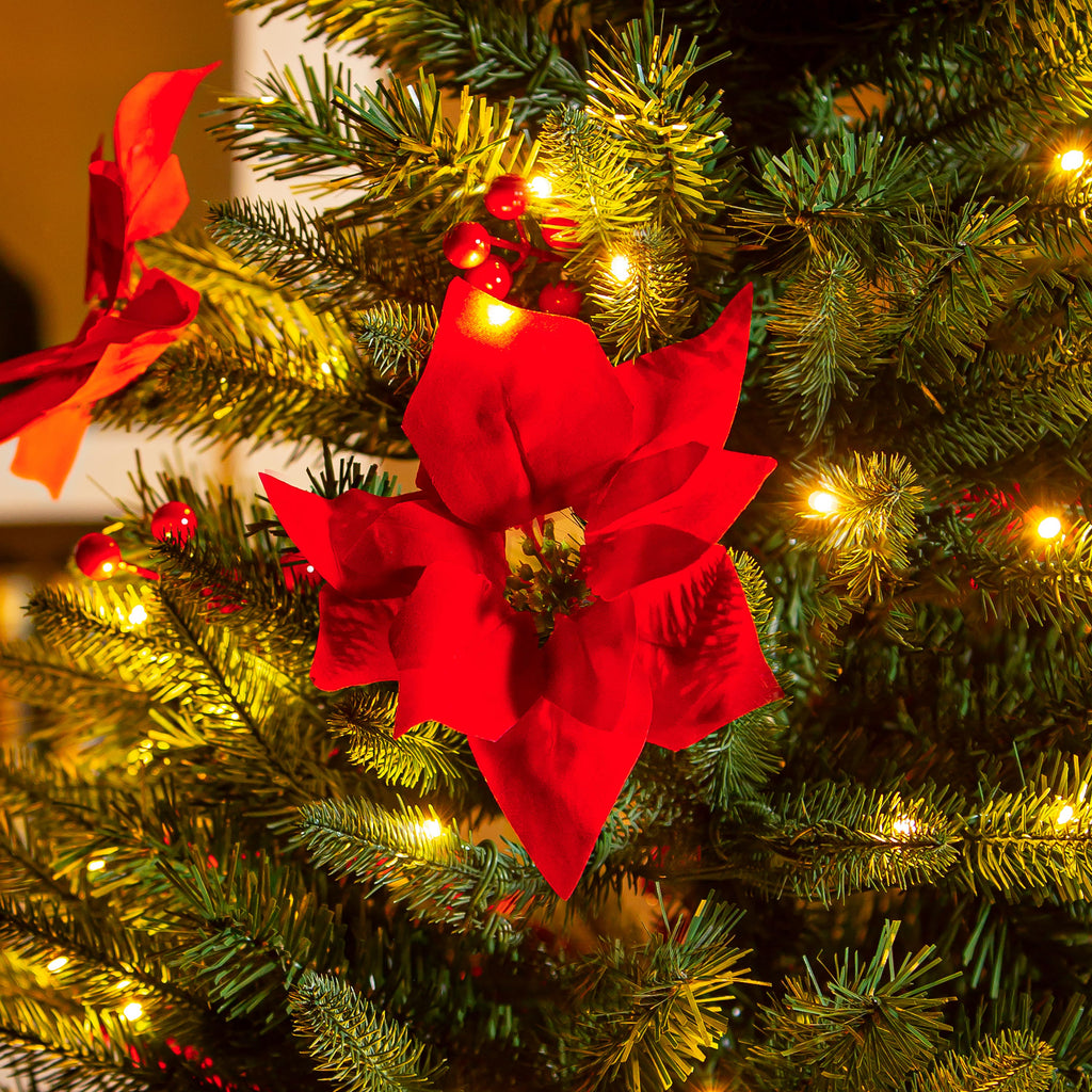 47" LED Artificial Poinsettia Tree – Festive Potted Christmas Decoration for Indoor & Outdoor Use