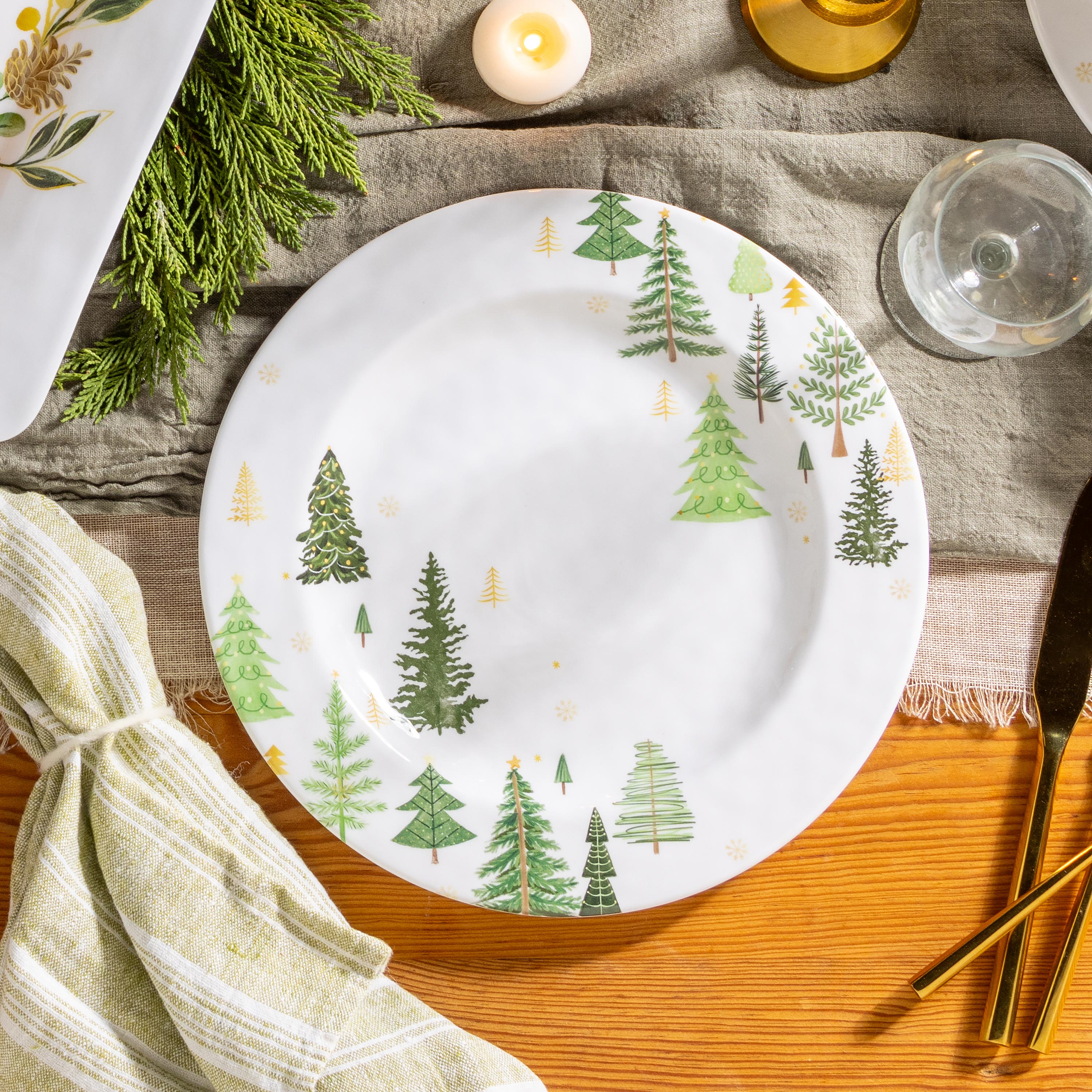 11" Green Melamine Christmas Dinner Plate – Elegant Tableware for Stylish Dining & Holiday Entertaining