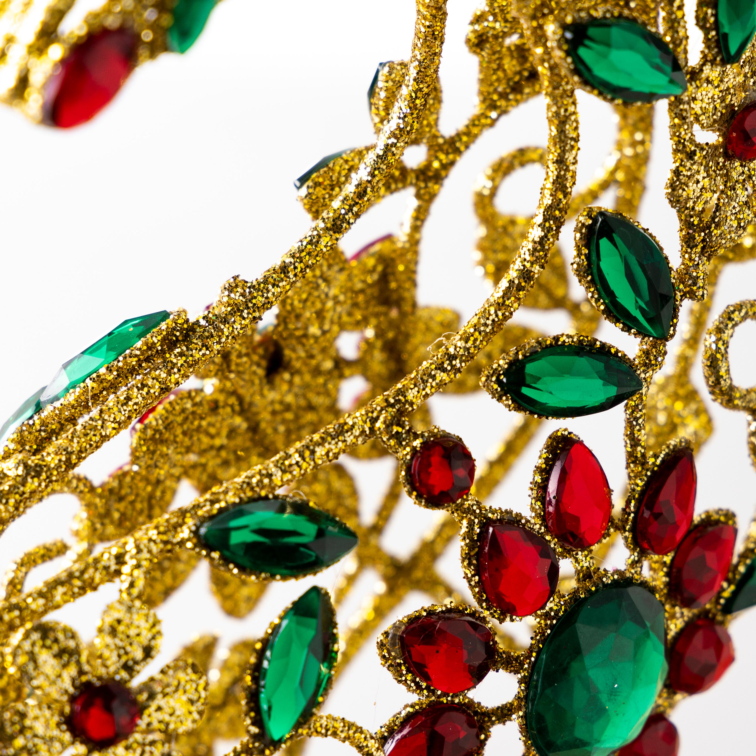 17" Gold Jeweled Reindeer Christmas Table Statue – Elegant Holiday Centerpiece Decoration