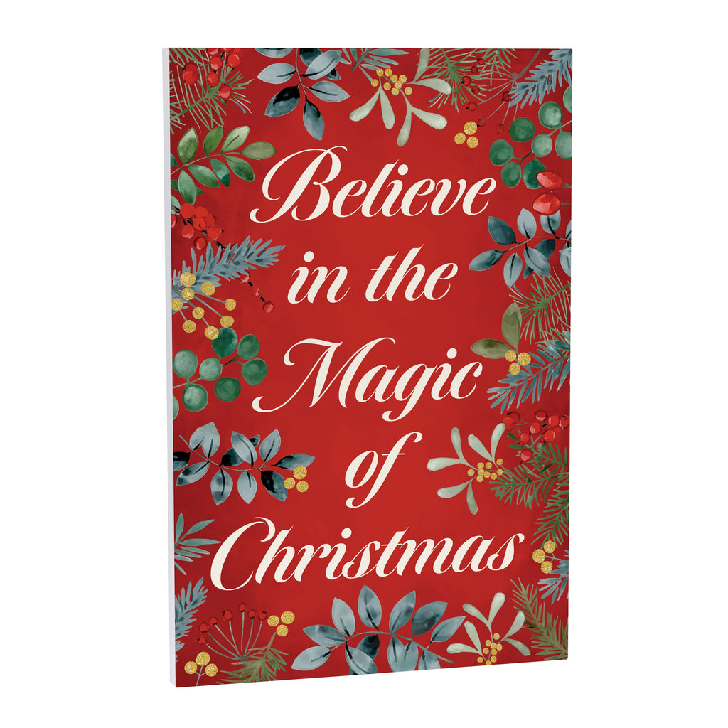 “Believe in the Magic of Christmas” Christmas Wall decoration (Sign/Poster) – 16"x24" Festive Foliage Holiday Décor