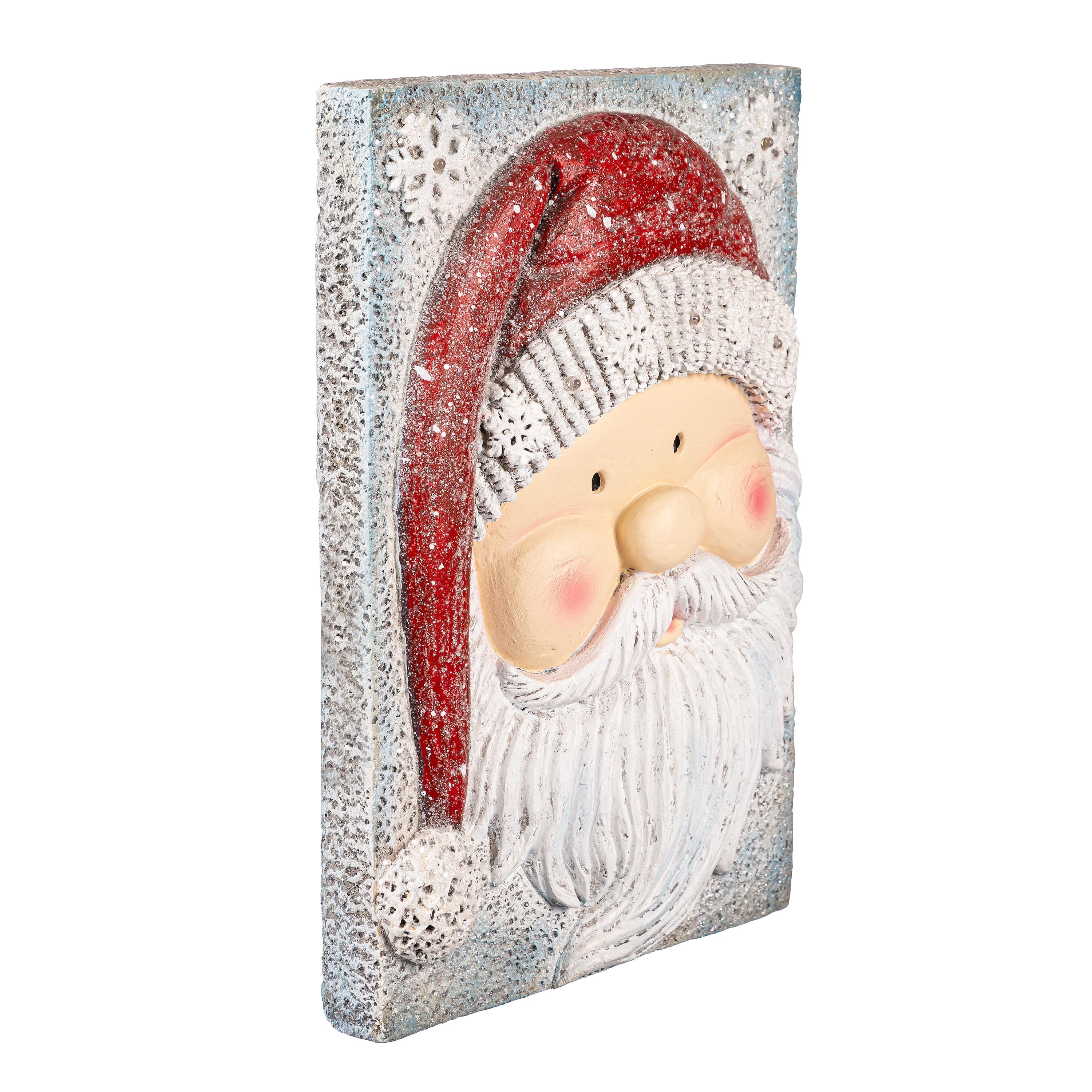 Traditional Santa LED Wall Décor – Light-Up MGO Textured Christmas Decoration for Indoor Display