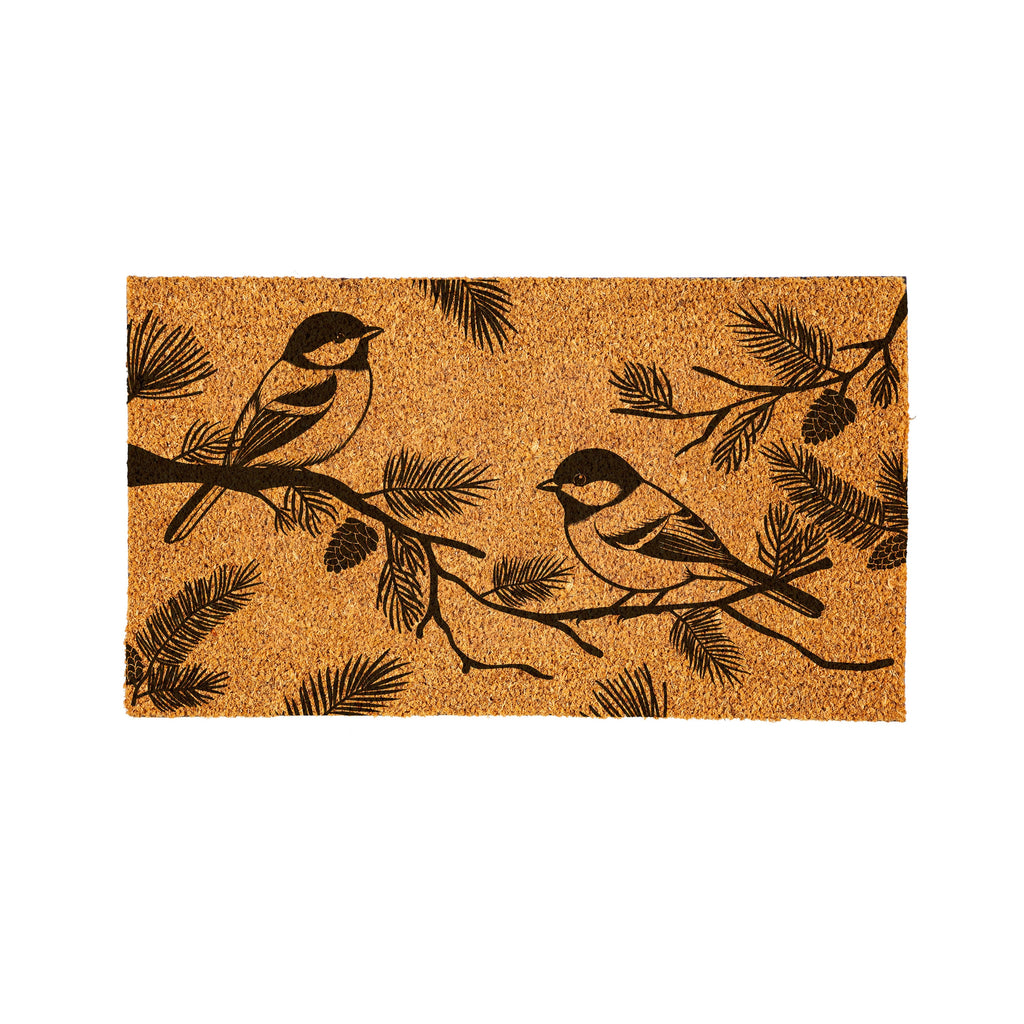 28"x16" Poinsettia & Chickadee Christmas Doormat – Festive Holiday Entrance Mat for a Warm Welcome
