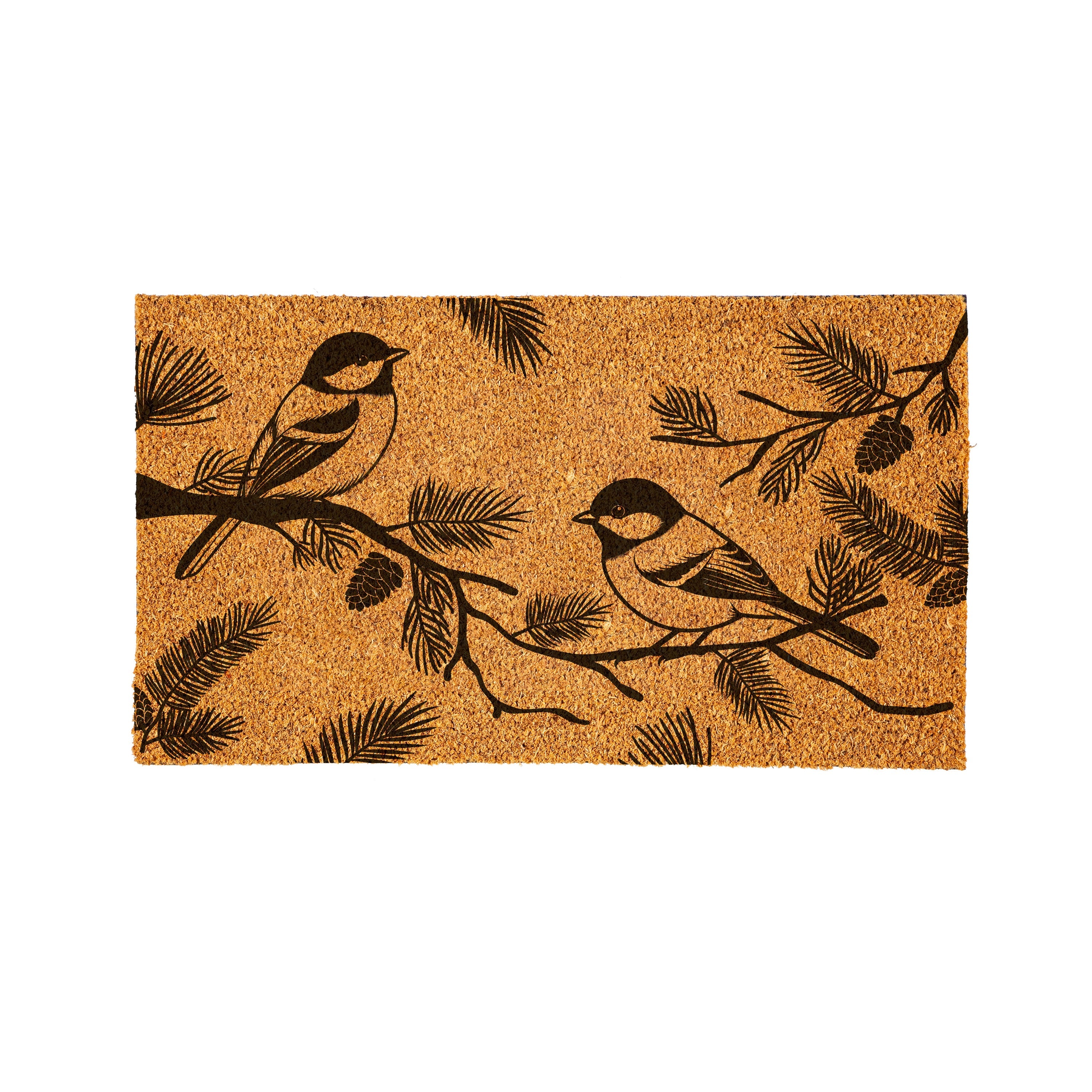 28"x16" Poinsettia & Chickadee Christmas Doormat – Festive Holiday Entrance Mat for a Warm Welcome