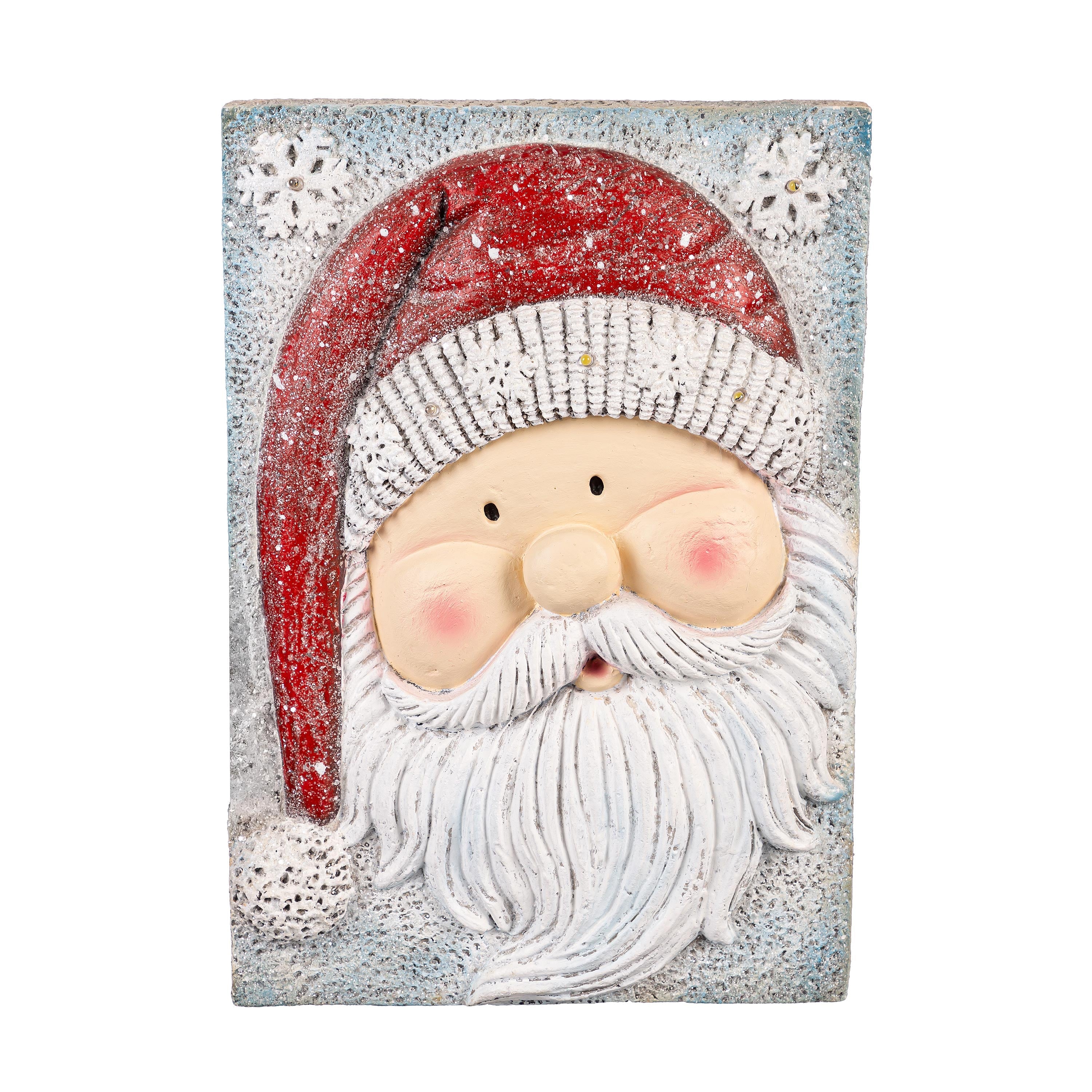 Traditional Santa LED Wall Décor – Light-Up MGO Textured Christmas Decoration for Indoor Display