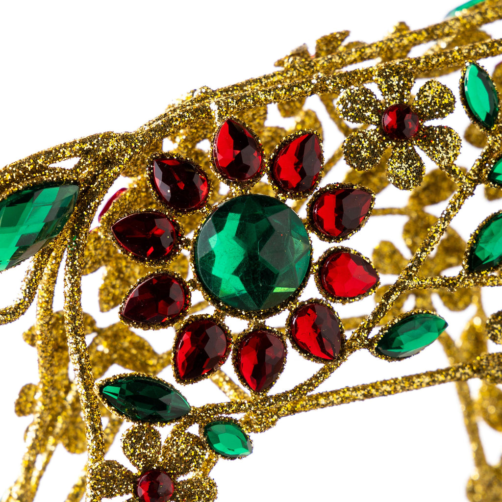 18" Golden Reindeer Christmas Statue with Sparkling Jewels – Elegant Holiday Home Decoration