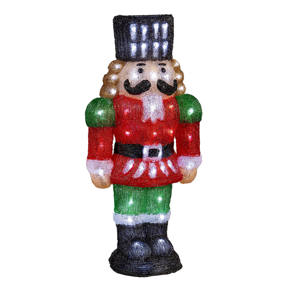 16" LED Gnome Garden Christmas Statue with Acrylic Nutcracker – Joyful Traditions Christmas Yard Decoration