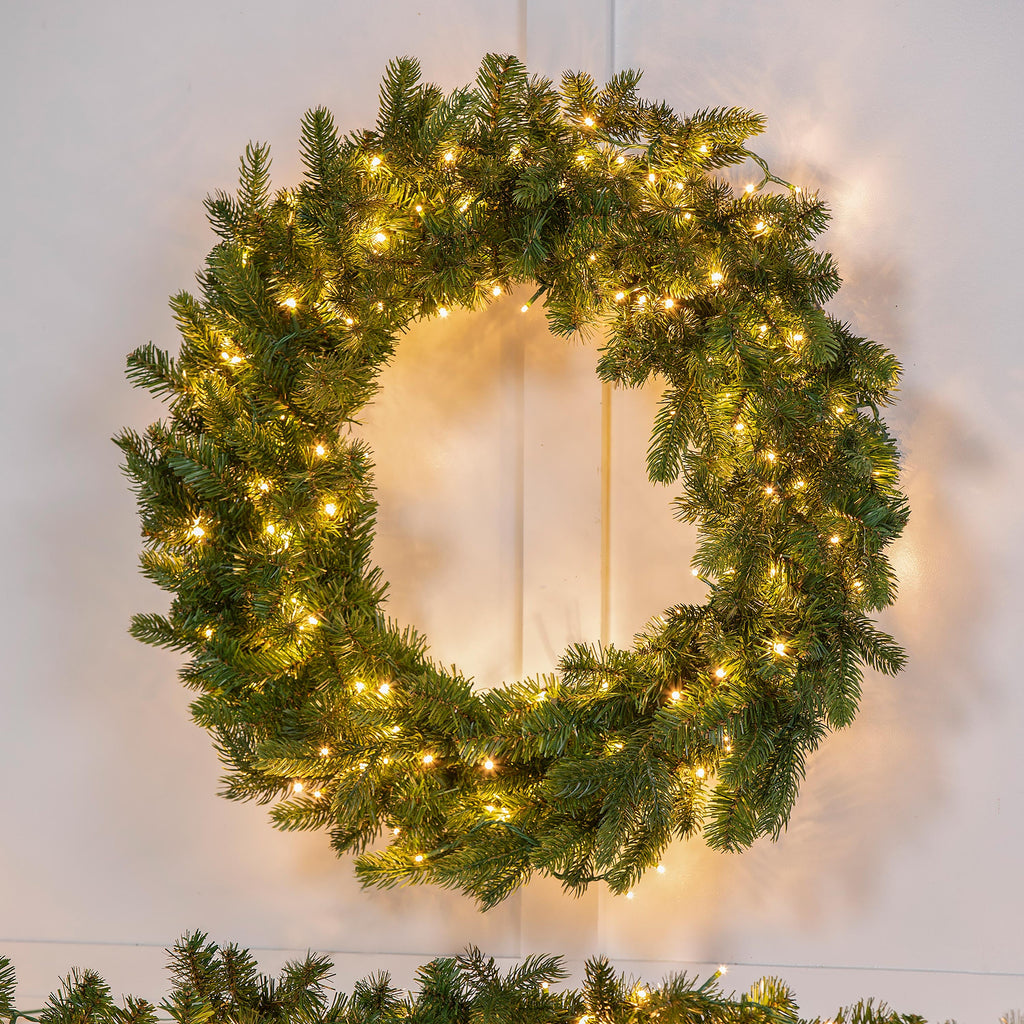 Arlington Lighted Christmas Wreath – Indoor & Outdoor Holiday Decoration with Warm LED Lights