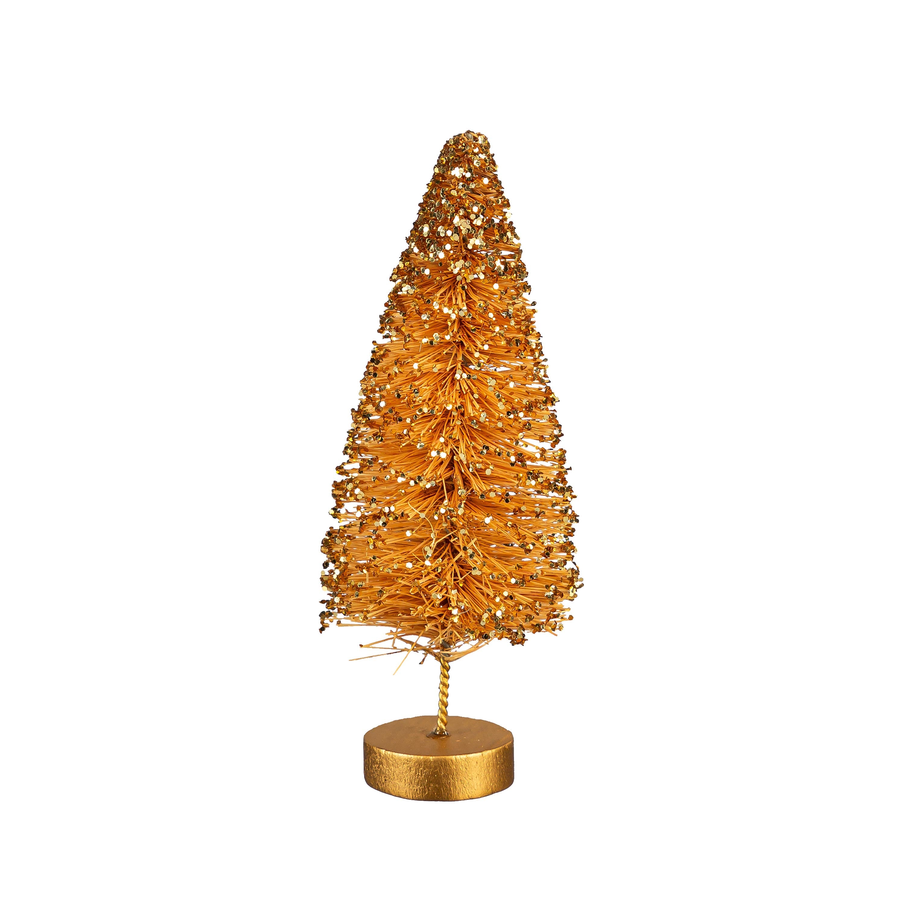 Set of Green Bottle Brush Christmas Trees – Holiday Tabletop Décor in Assorted Shades of Green