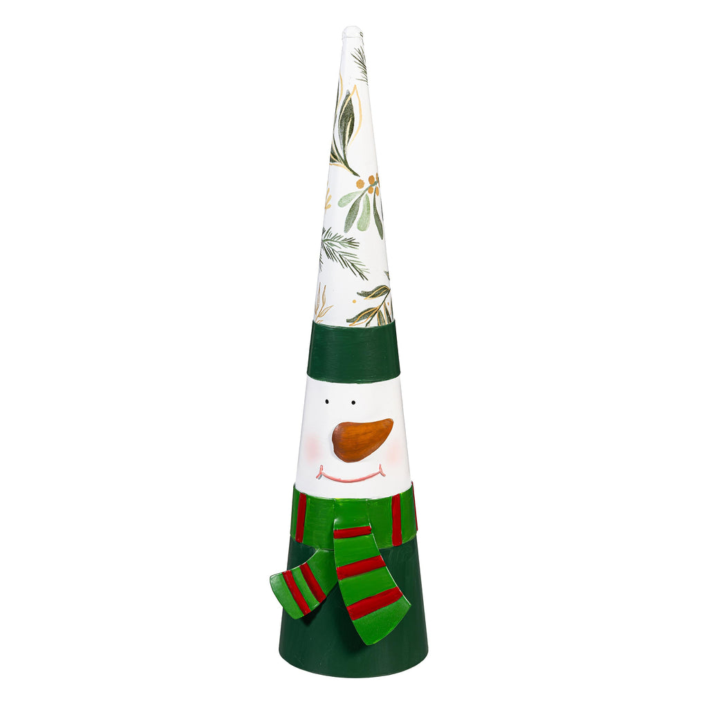 Set of 2 Metal Santa & Snowman Garden Christmas Statues – 25" Green Christmas Yard Decorations