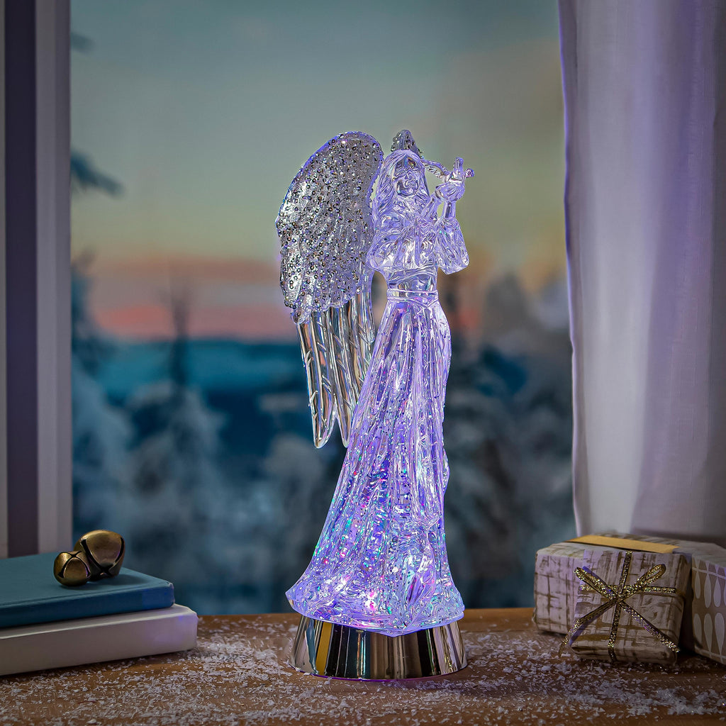 14" LED Angel Water Lantern – Lighted Christmas Table Centerpiece for Elegant Holiday Décor