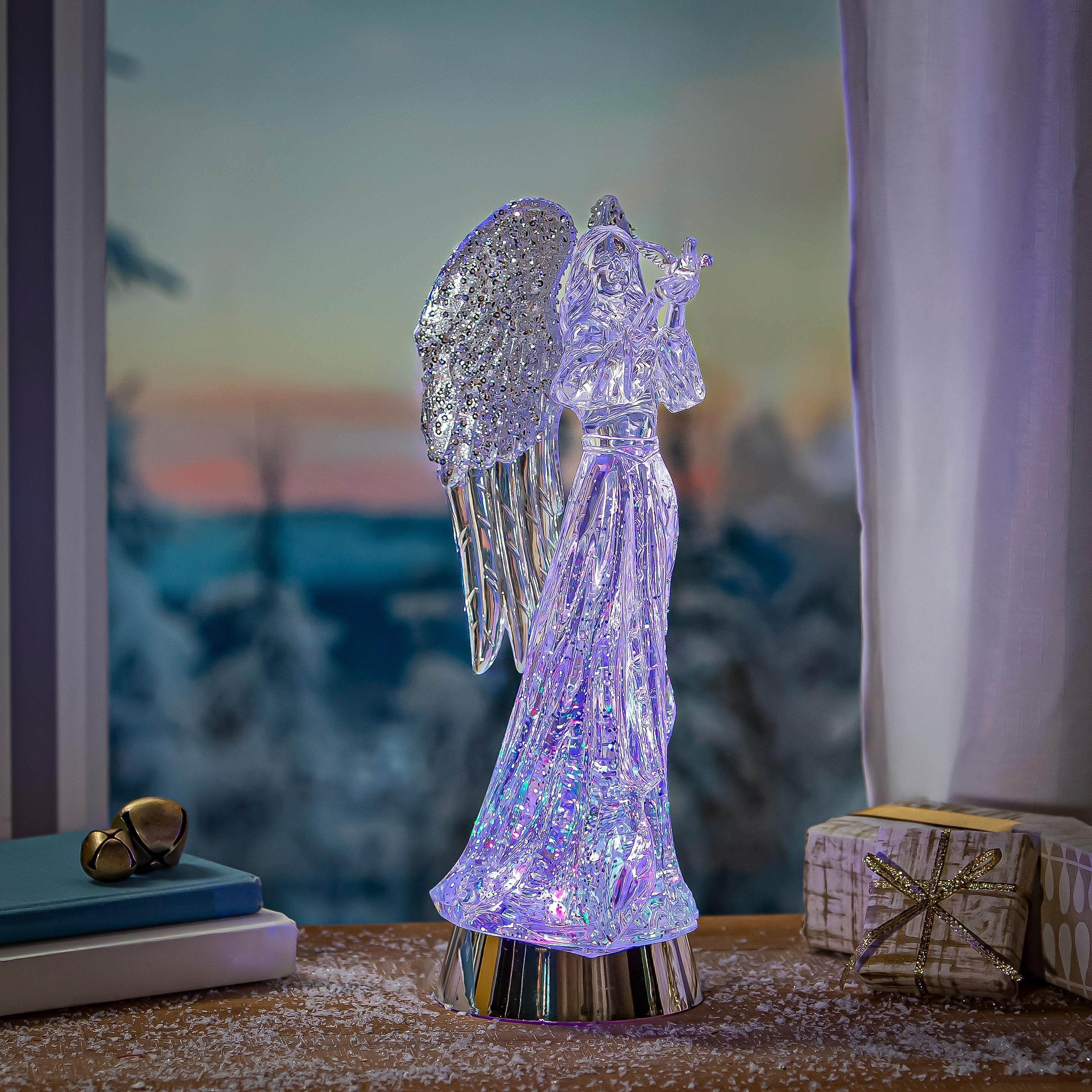 14" LED Angel Water Lantern – Lighted Christmas Table Centerpiece for Elegant Holiday Décor