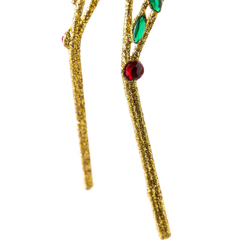 18" Golden Reindeer Christmas Statue with Sparkling Jewels – Elegant Holiday Home Decoration