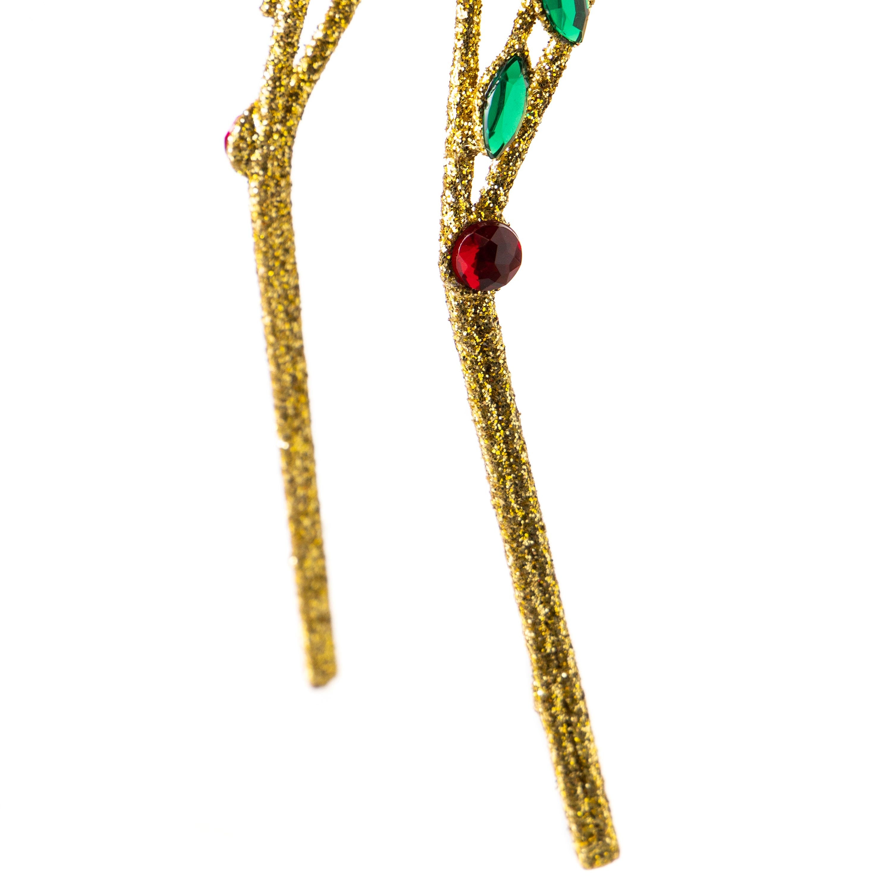 18" Golden Reindeer Christmas Statue with Sparkling Jewels – Elegant Holiday Home Decoration