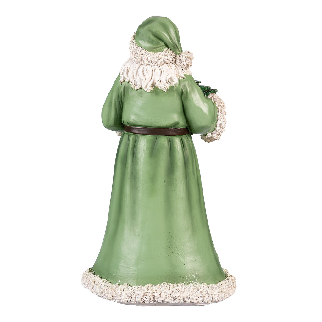 12" Green Resin Santa Garden Christmas Statue – Elegant Shades of Green Christmas Decoration for Home & Garden