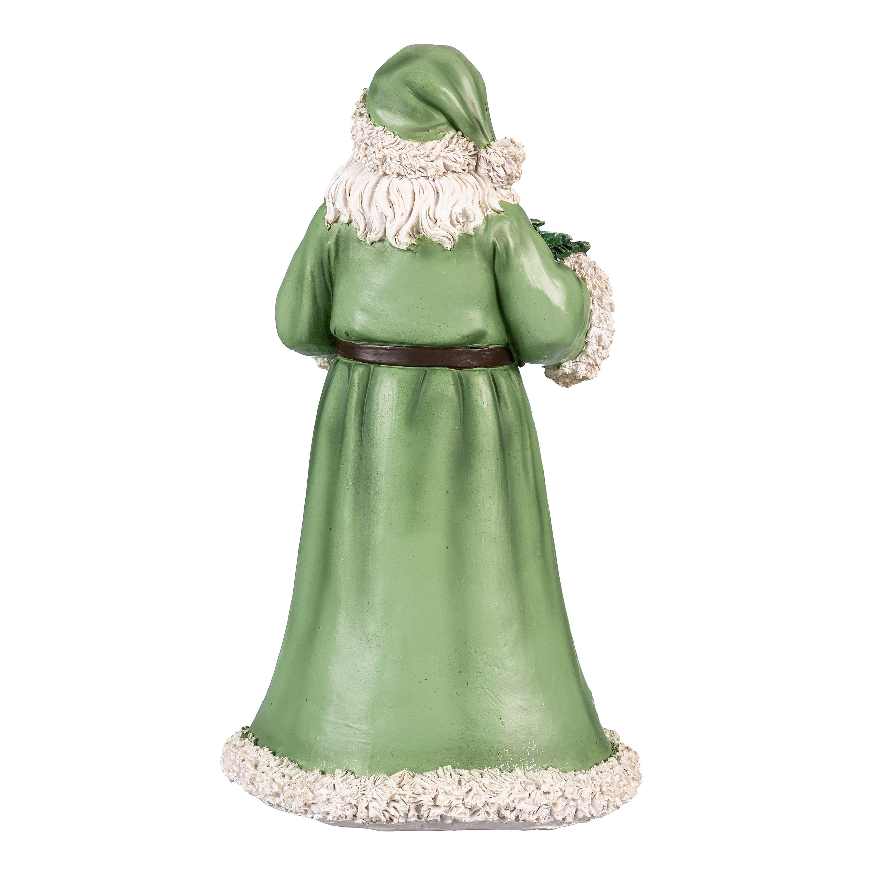 12" Green Resin Santa Garden Christmas Statue – Elegant Shades of Green Christmas Decoration for Home & Garden