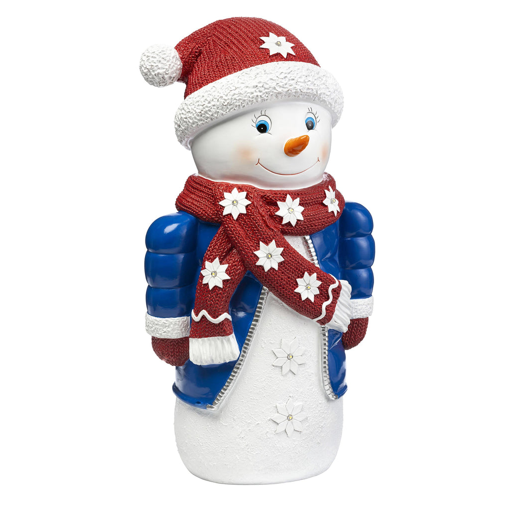 Decorative Lighted Snowman Figurine / Christmas Statue – Shorty LED Christmas Decoration for Festive Home Displays