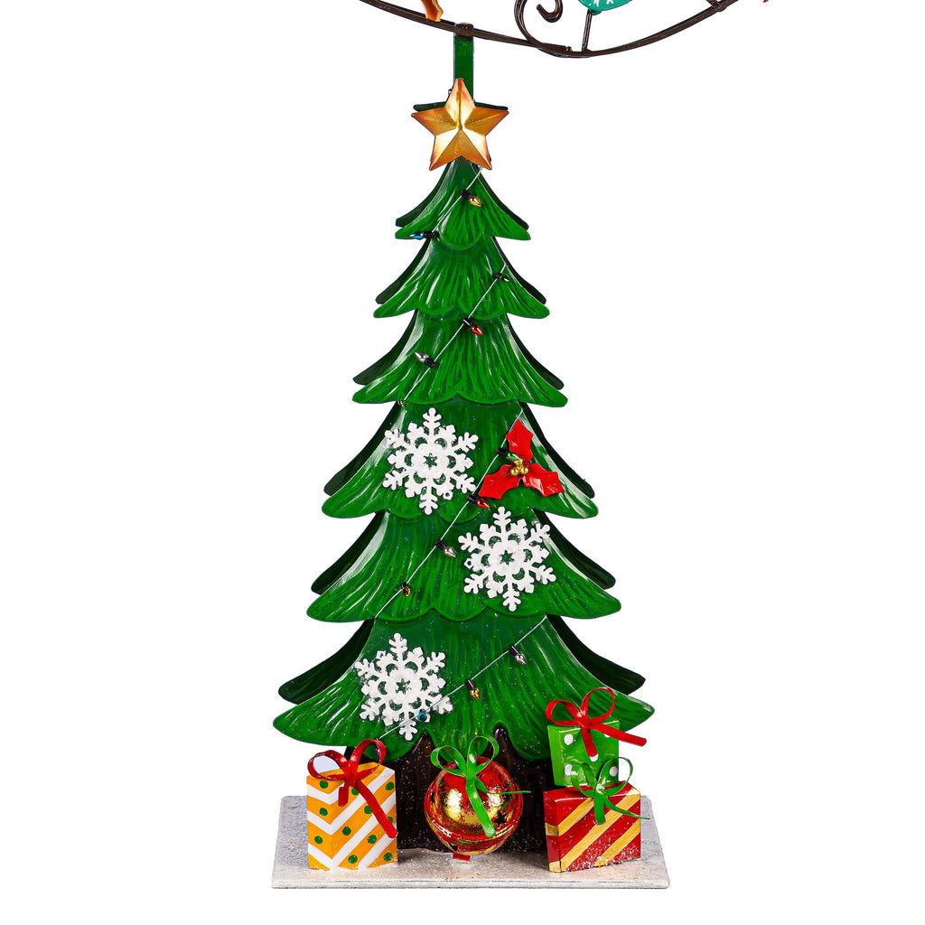 25.5" Metal Santa Garden Christmas Statue – Cheerful Traditions Christmas Yard Decoration with Gift