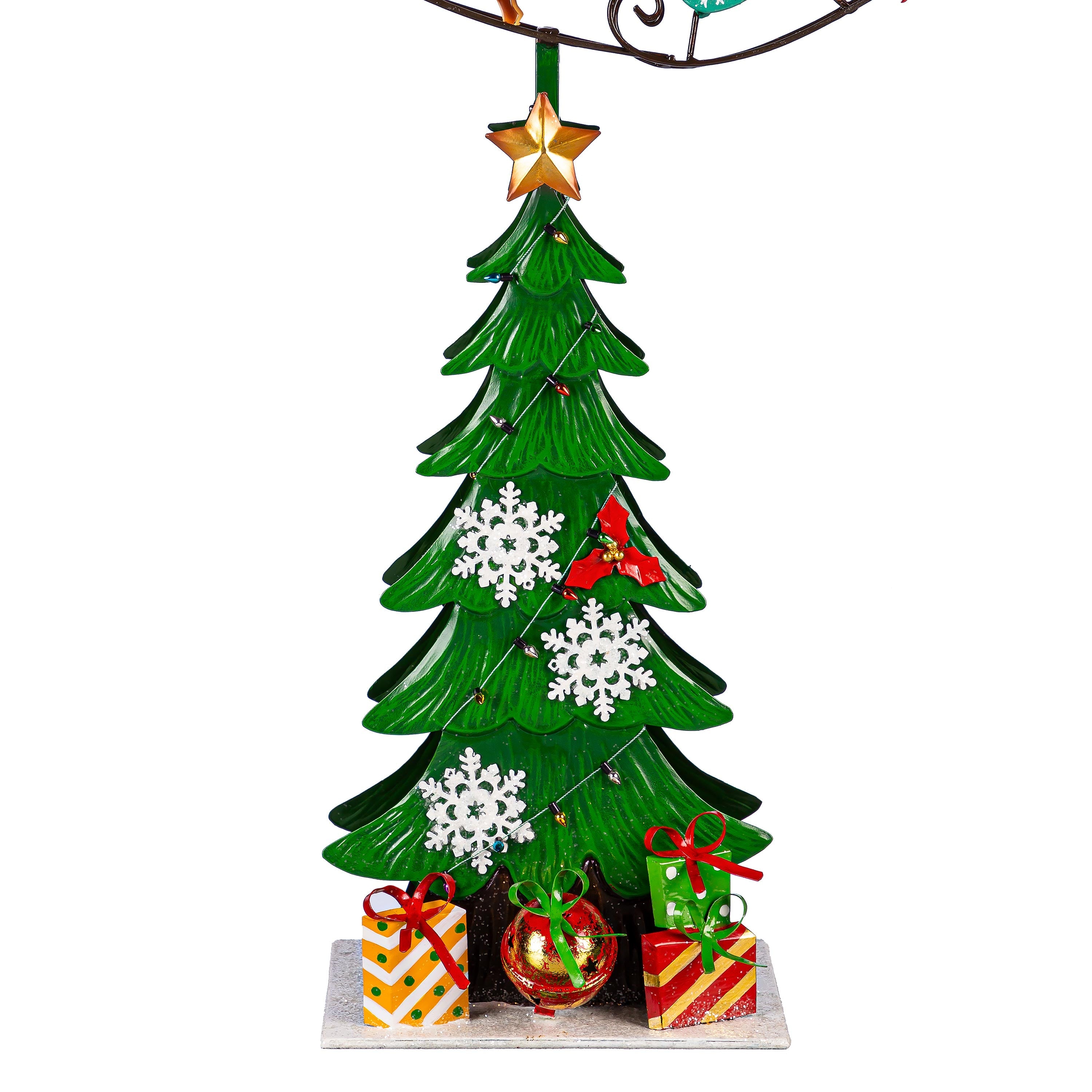 25.5" Metal Santa Garden Christmas Statue – Cheerful Traditions Christmas Yard Decoration with Gift