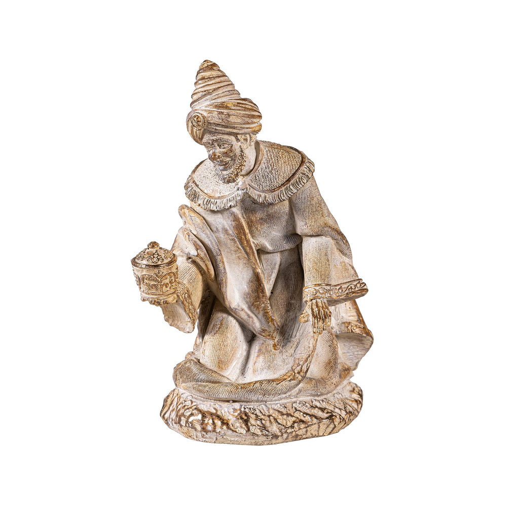 10-Piece Christmas Statues Gold Resin Nativity Set – 9" Garden or Indoor Christmas Decoration