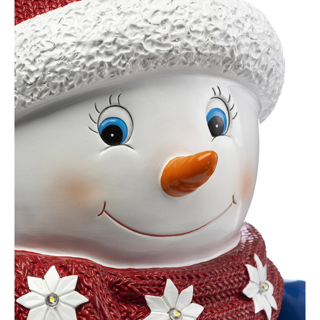 Decorative Lighted Snowman Figurine / Christmas Statue – Shorty LED Christmas Decoration for Festive Home Displays