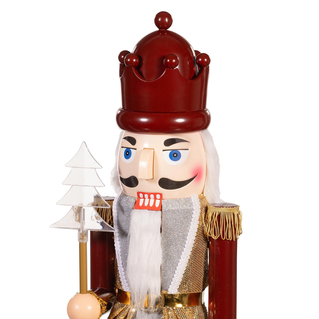 31" LED Musical Nutcracker Garden Christmas Statue – Joyful Traditions Lighted Christmas Yard Decoration