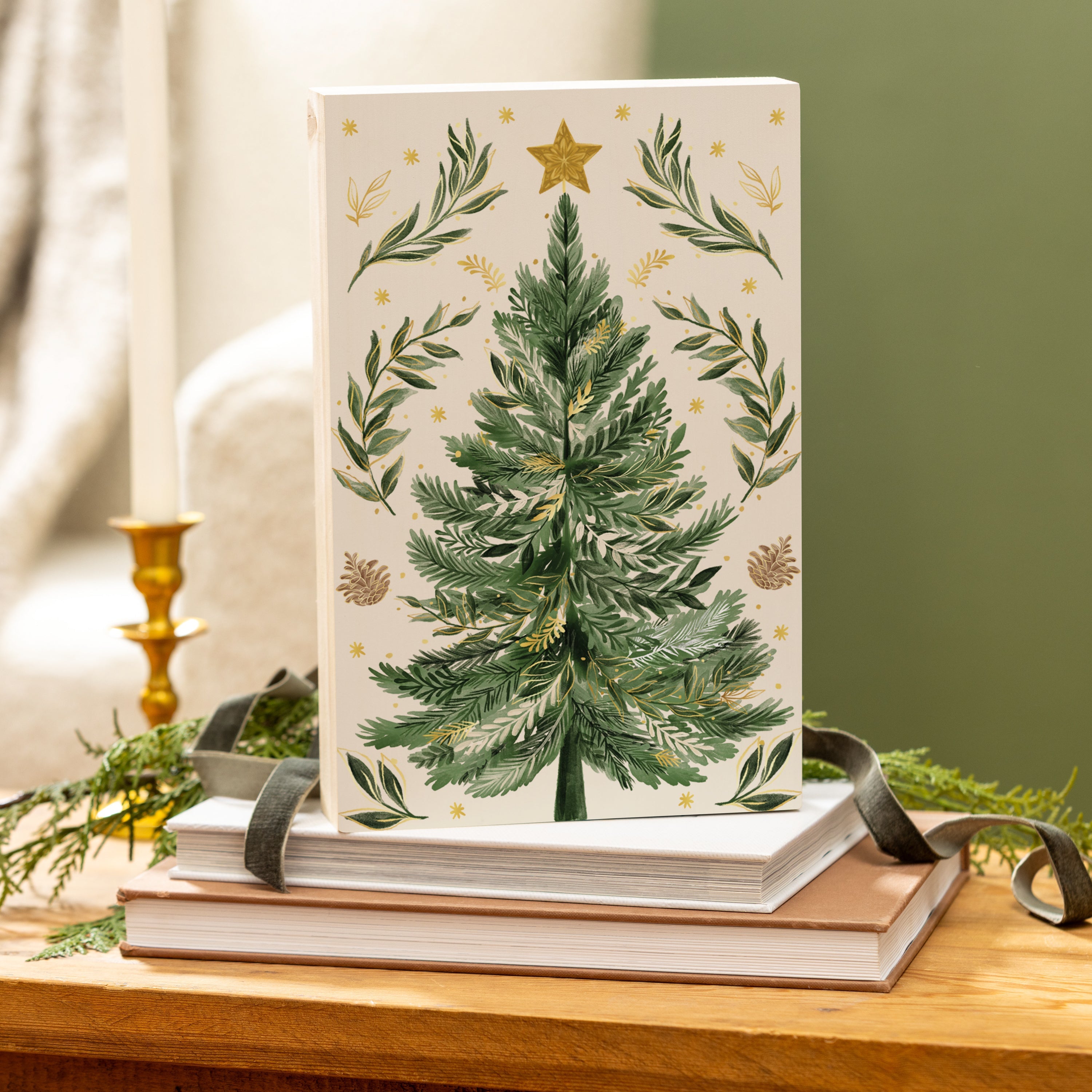 12"x 8" “Shades of Green” Wooden Christmas Sign – Festive Tree Décor & Holiday Wall Accent