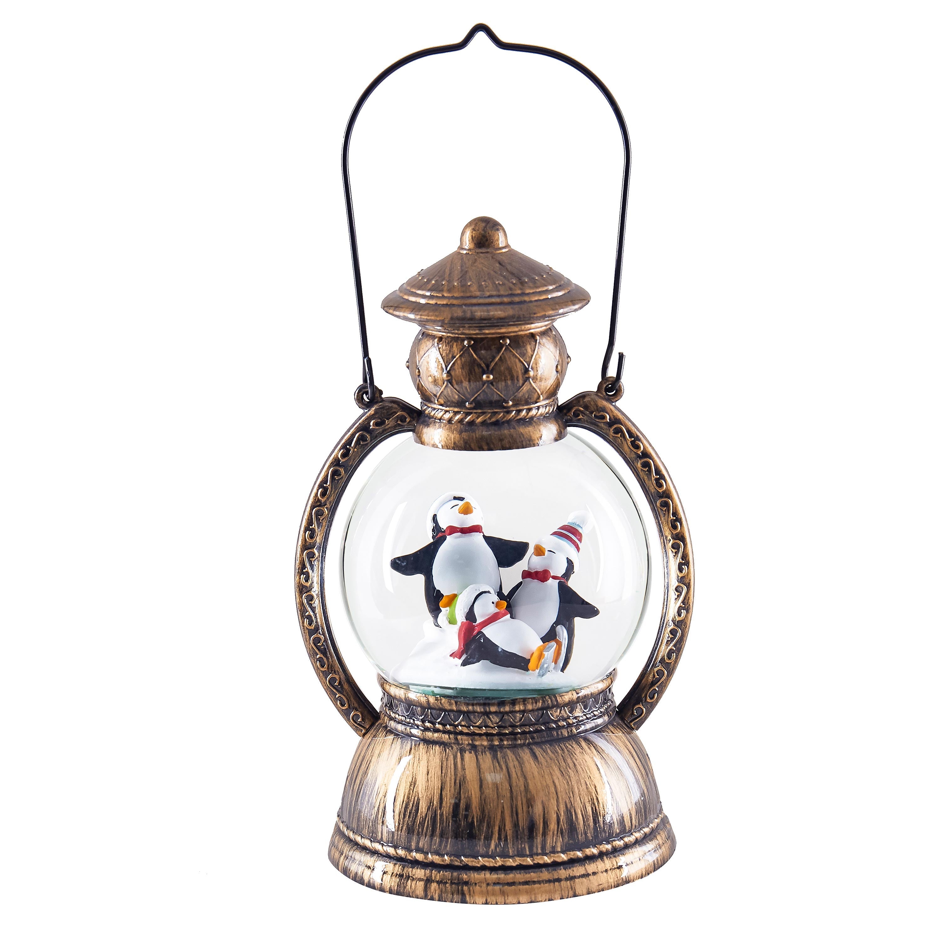 LED Christmas Water Lantern – Musical Lighted Snow Globe Lantern with Festive Scene and Swirling Water