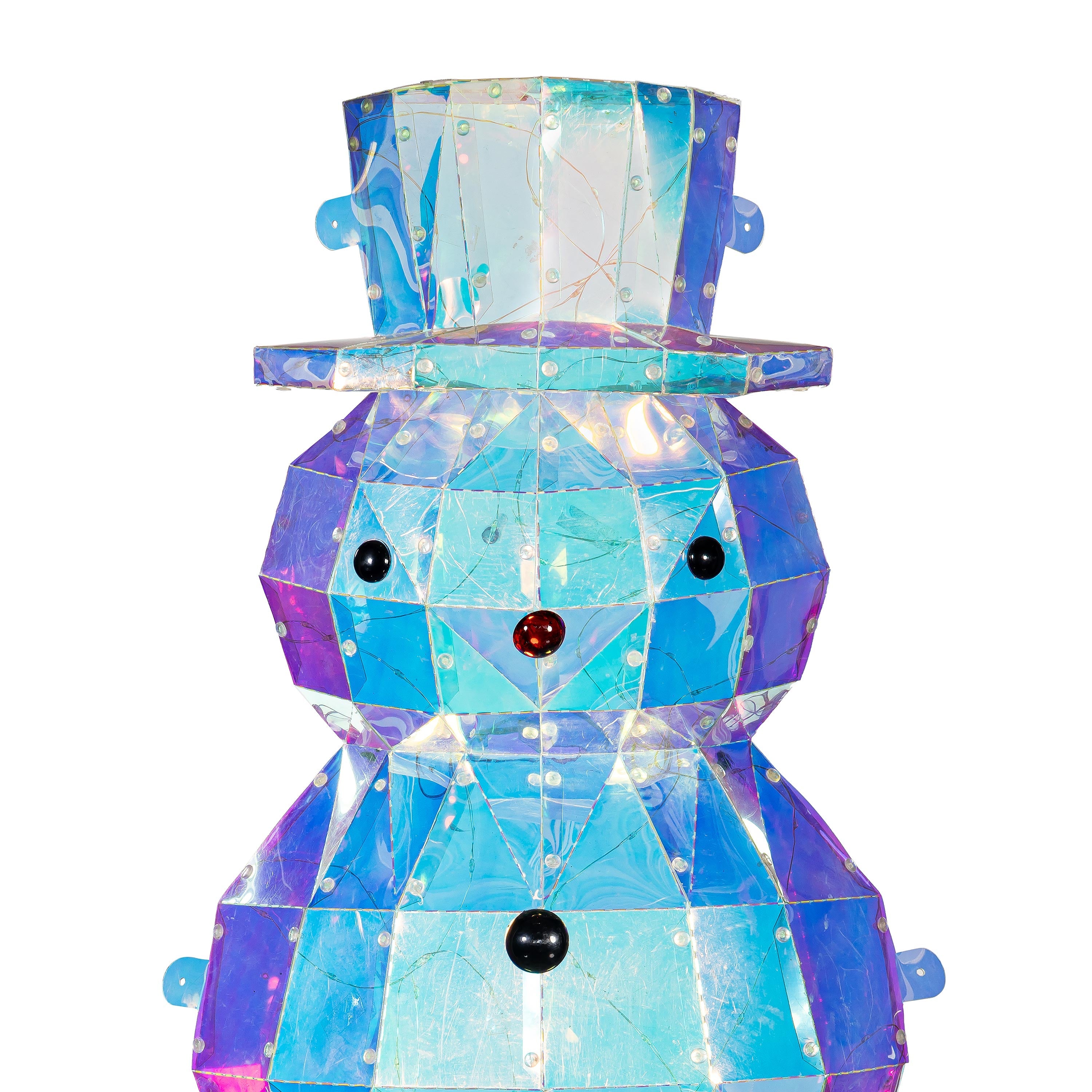 35.5" Iridescent LED Snowman Garden Christmas Statue – Lighted PVC Christmas Yard Decoration