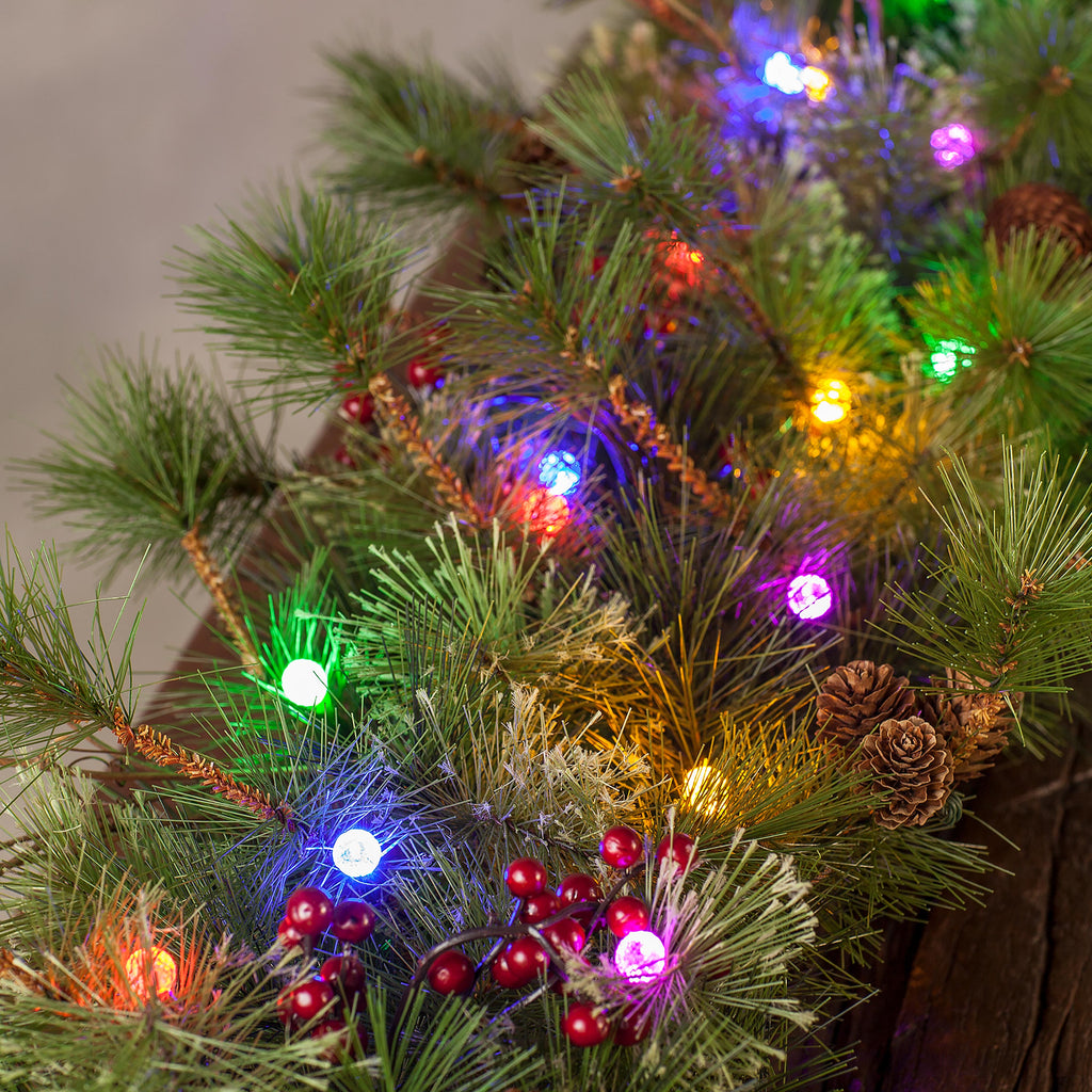 Blue Pre-Lit Christmas Wreath – 30-Inch Battery-Powered LED Holiday Door Decoration for Indoor & Outdoor Use