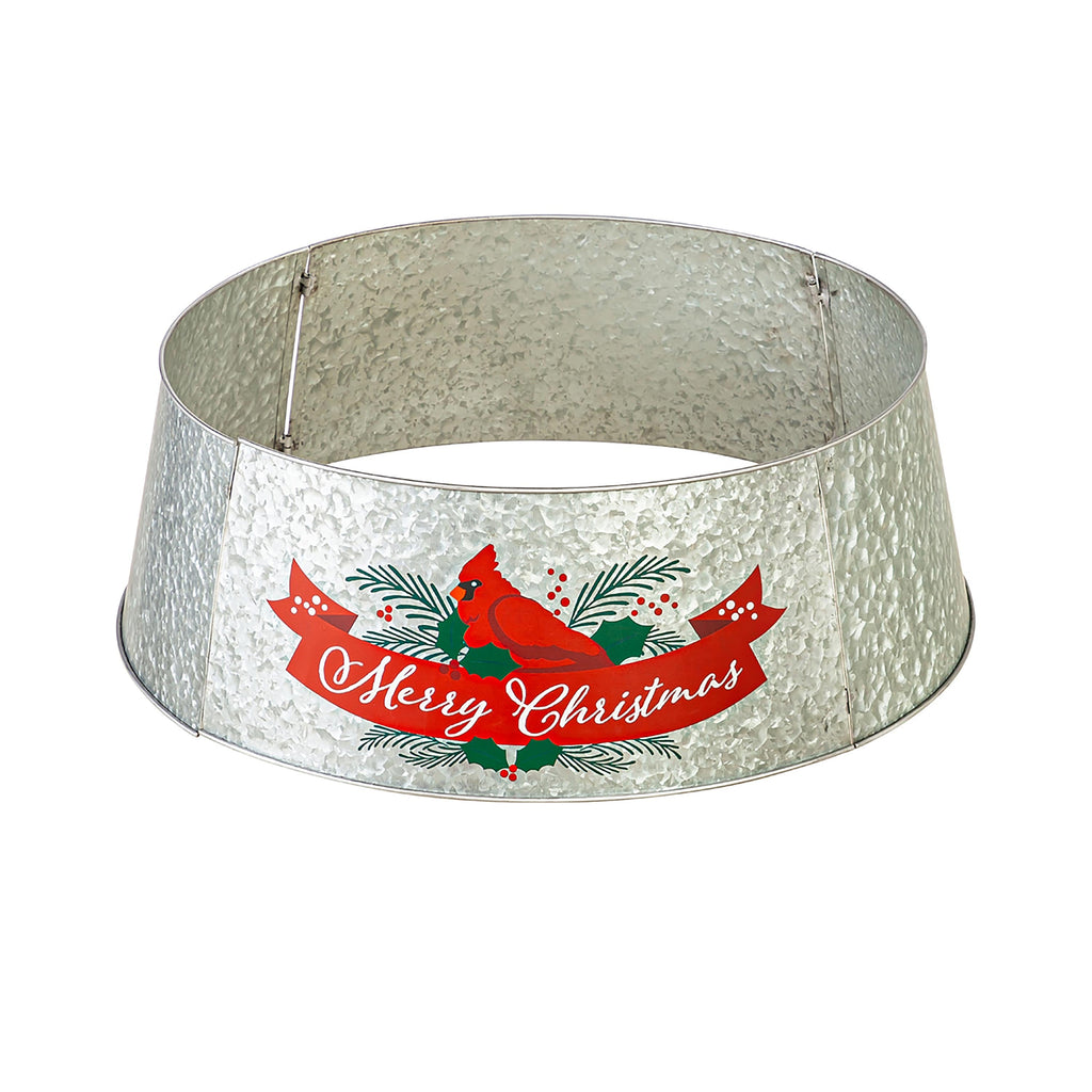 Cardinal Metal Christmas Tree Collar – Elegant Holiday Tree Base for Classic Christmas Décor