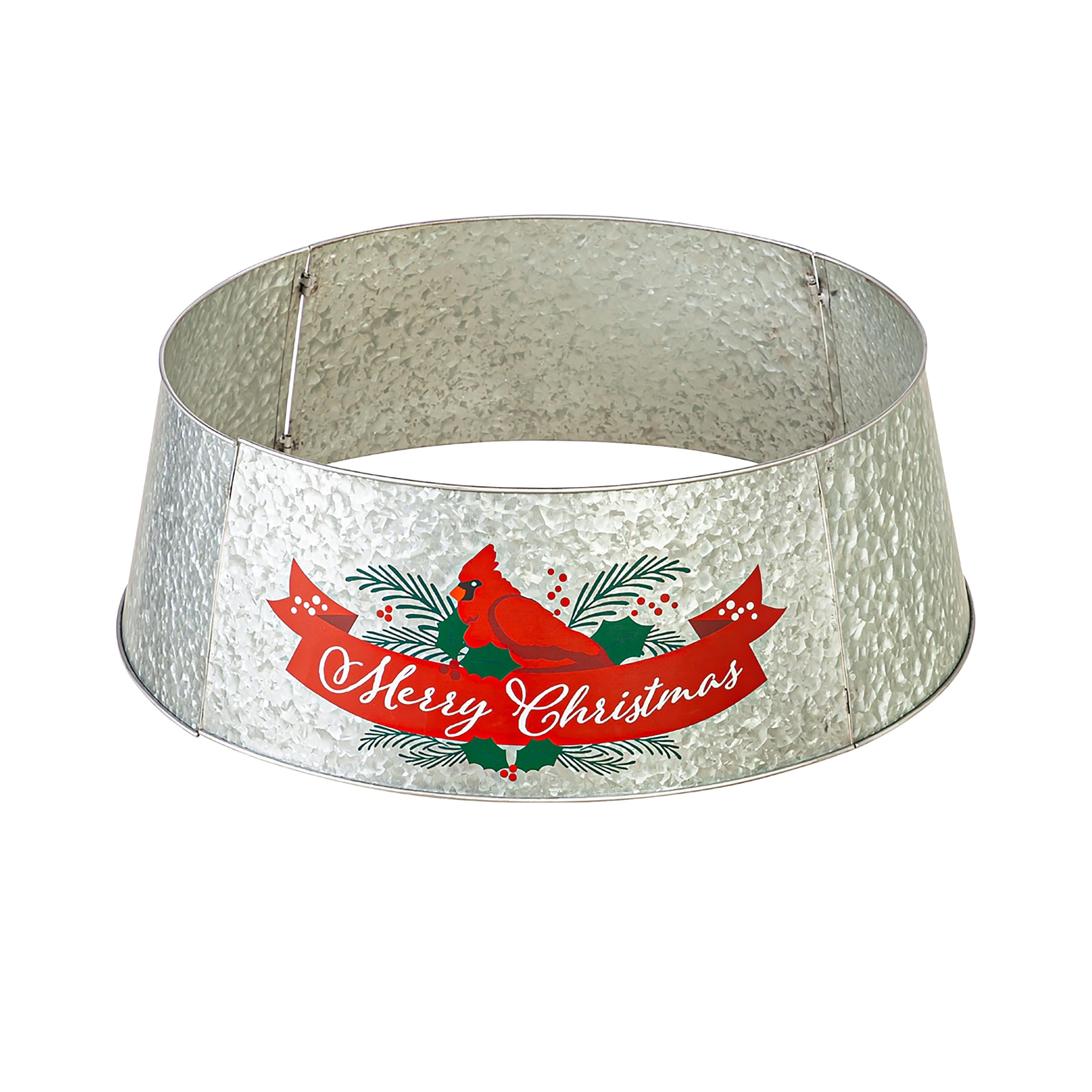 Cardinal Metal Christmas Tree Collar – Elegant Holiday Tree Base for Classic Christmas Décor