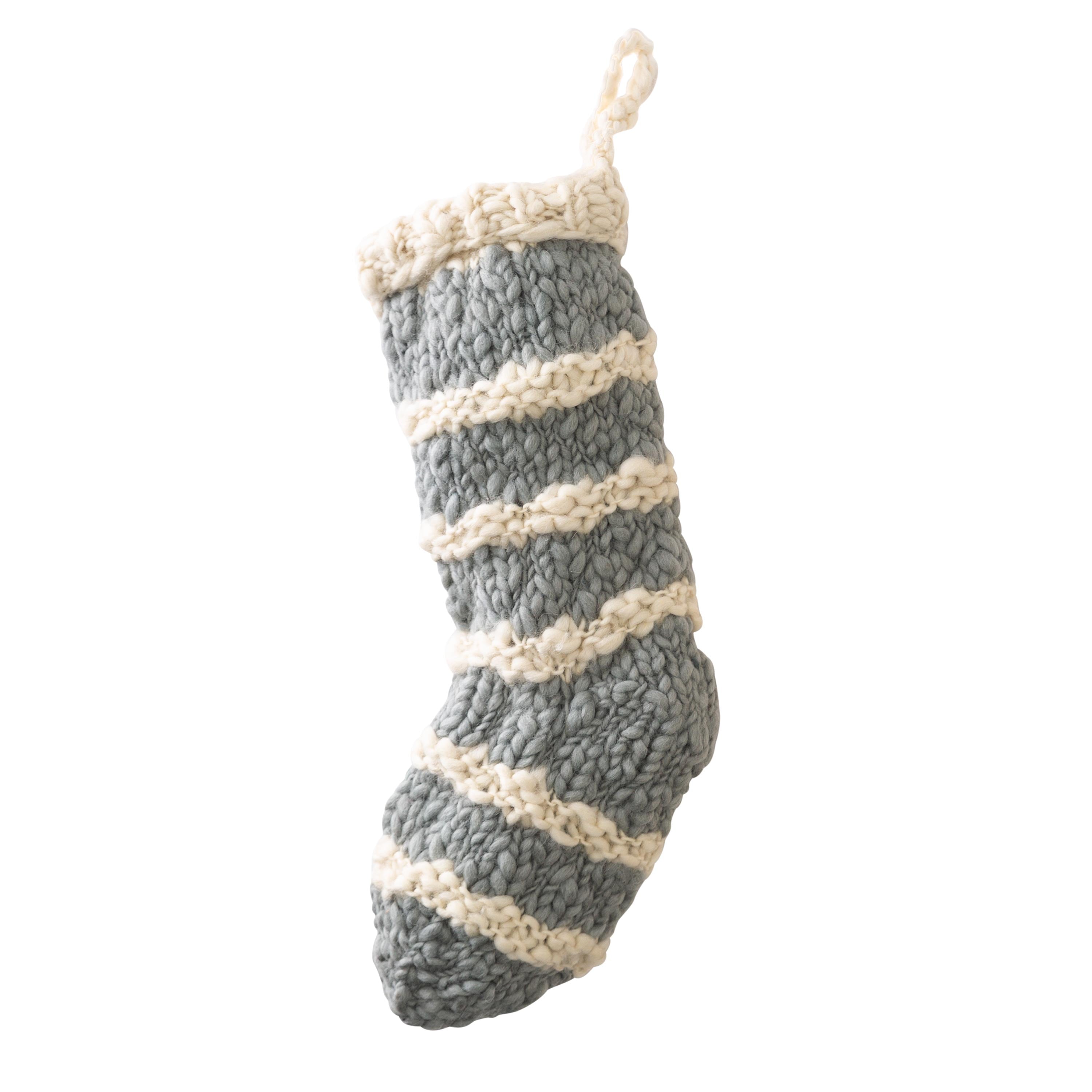 Chic Knitted Christmas Stocking – Elegant Holiday Mantel Décor for Festive Celebrations