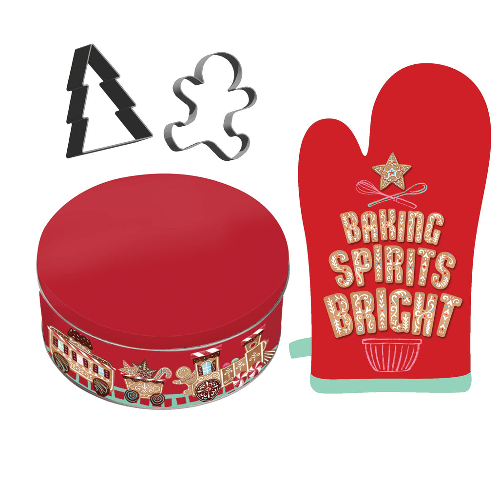 Festive Holiday Christmas Oven Mitts / Baking Set – Christmas Kitchen Accessories & Baking Tools Collection