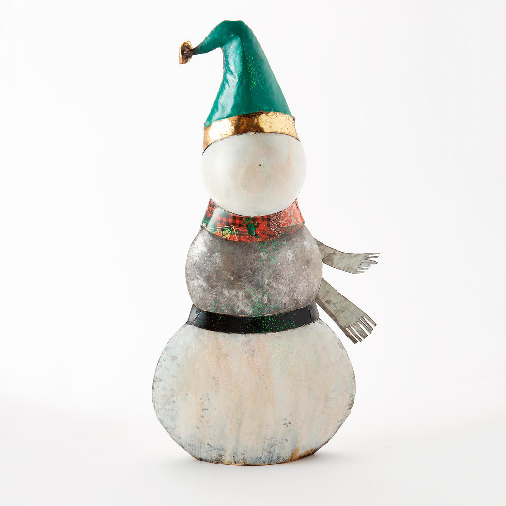 Vintage Metal Snowman Figurine/ Christmas Statue – Festive Christmas Decoration for Indoor & Outdoor Displays
