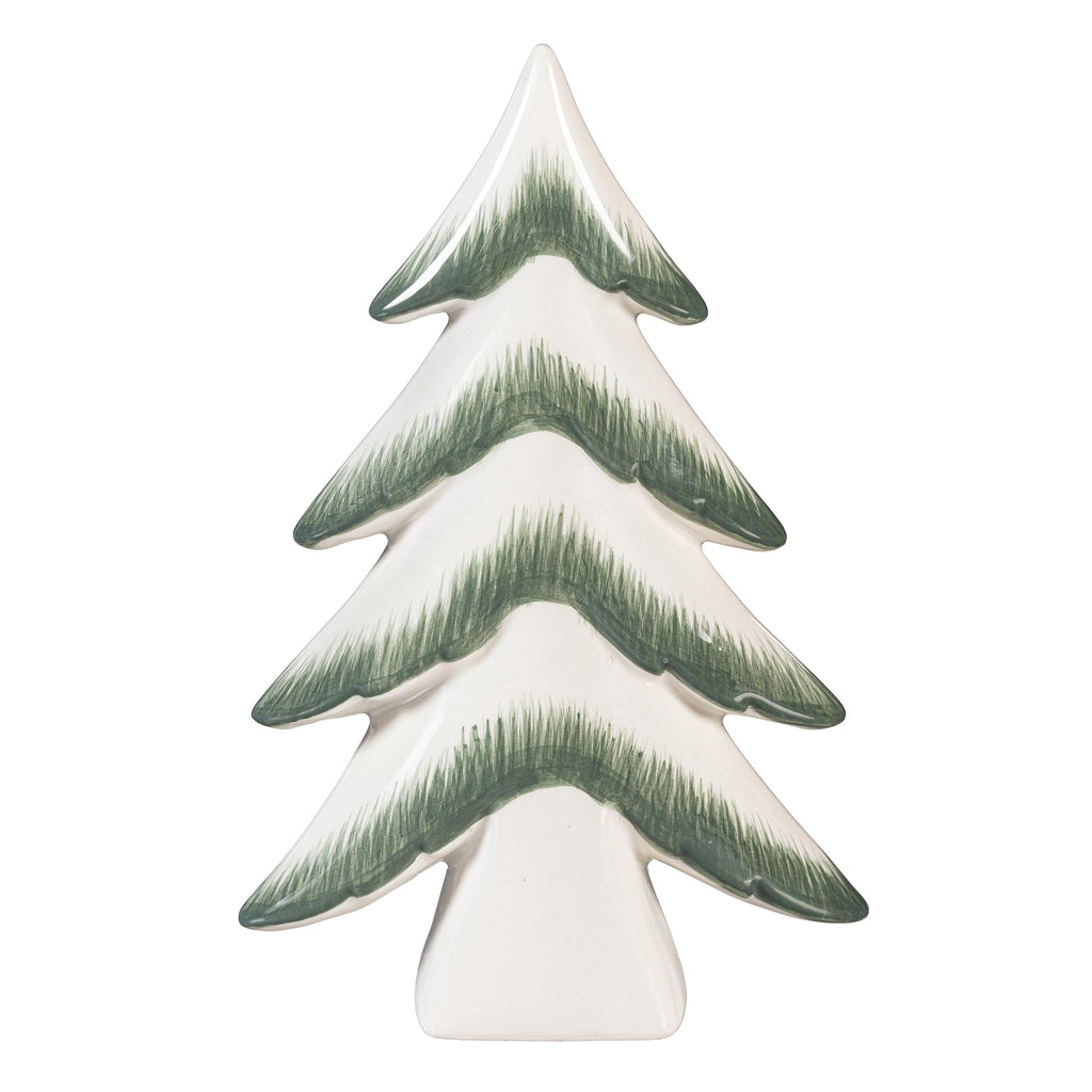 Set of 2 Green Ceramic Christmas Trees – Elegant Tabletop Decorations for Natural Holiday Décor