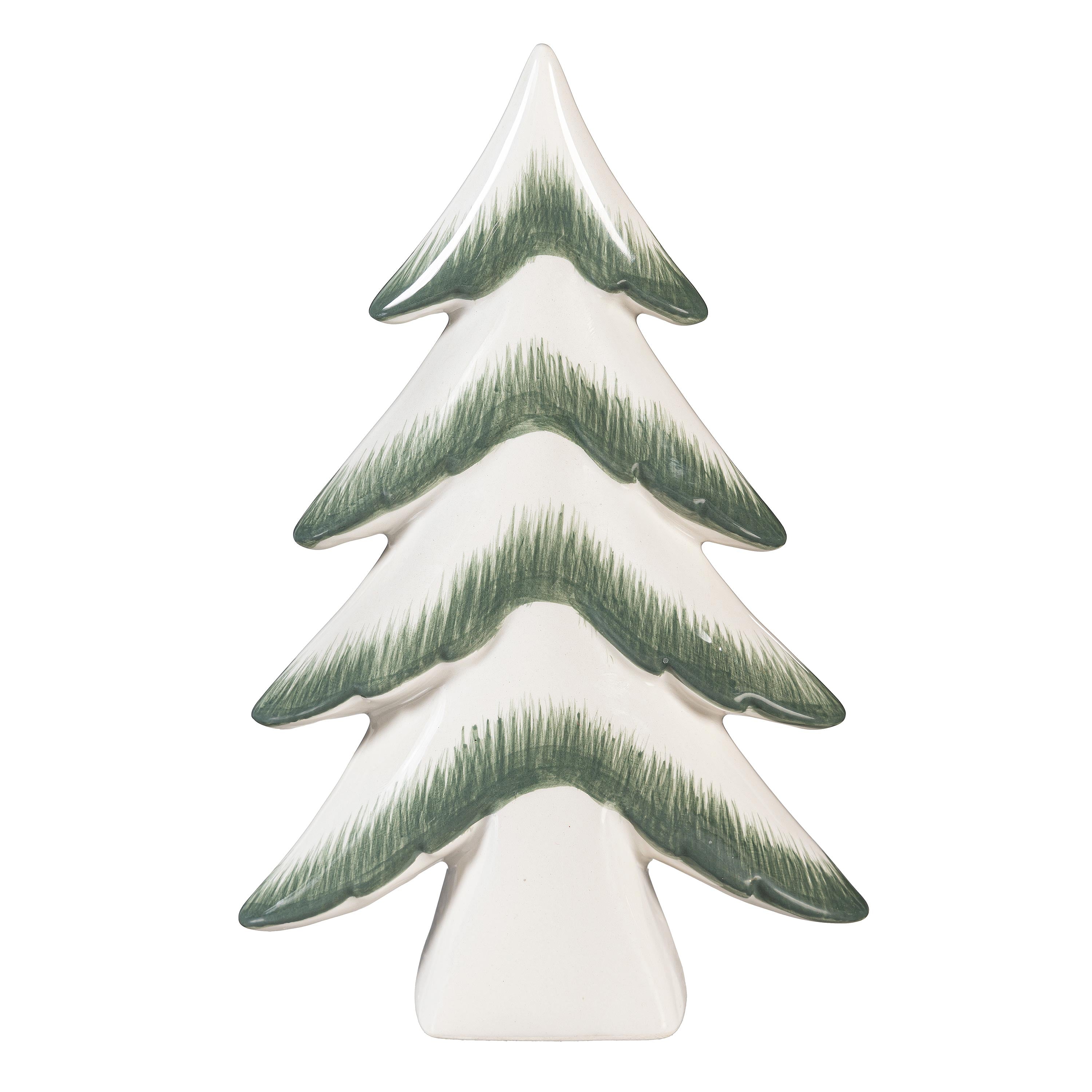Set of 2 Green Ceramic Christmas Trees – Elegant Tabletop Decorations for Natural Holiday Décor