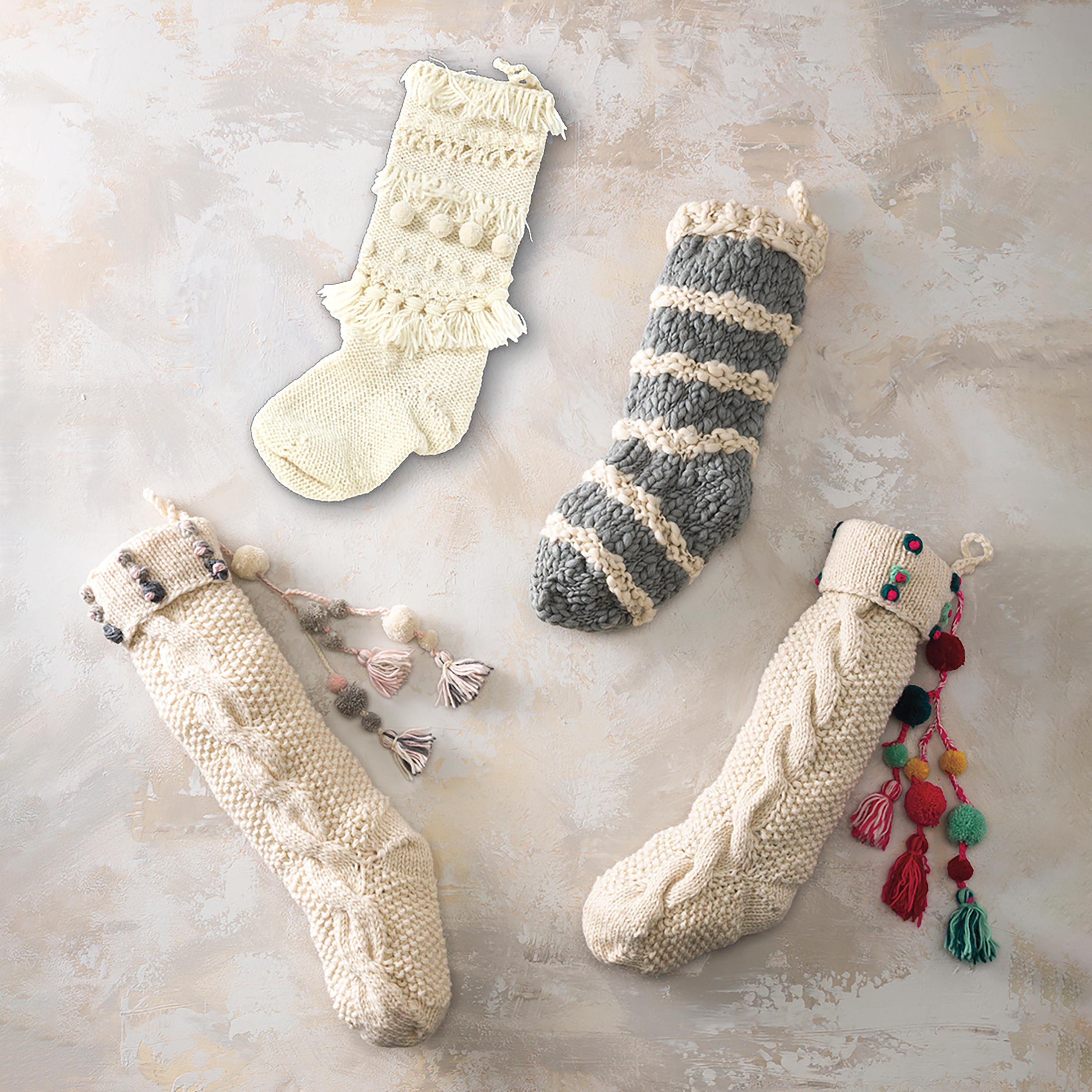 Chic Knitted Christmas Stocking – Elegant Holiday Mantel Décor for Festive Celebrations