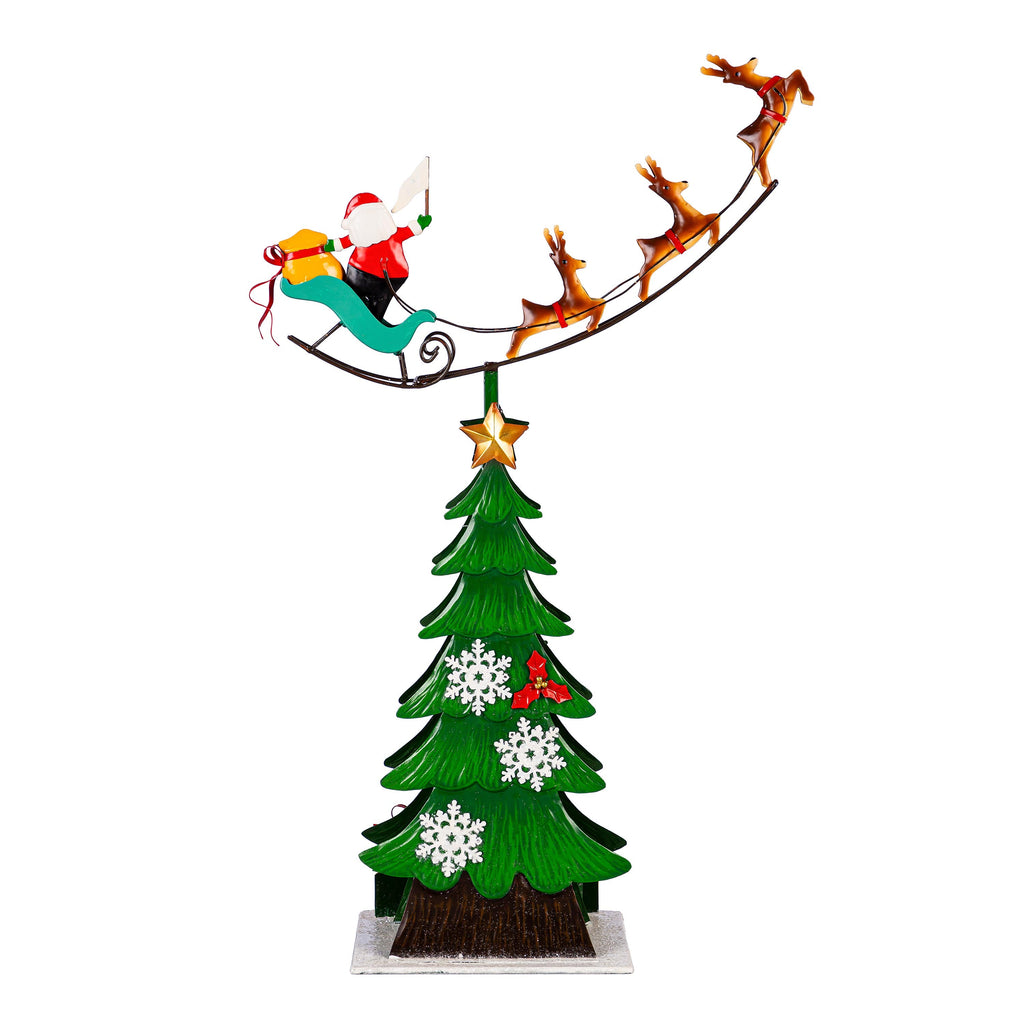 25.5" Metal Santa Garden Christmas Statue – Cheerful Traditions Christmas Yard Decoration with Gift