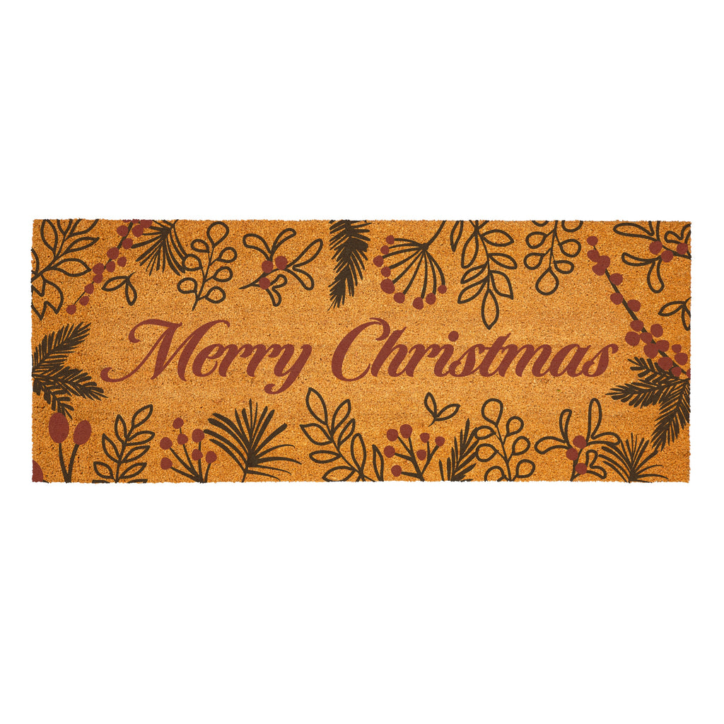 60"x 24" “Merry Christmas” Doormat – Festive Foliage Entry Mat for Holiday Home Décor