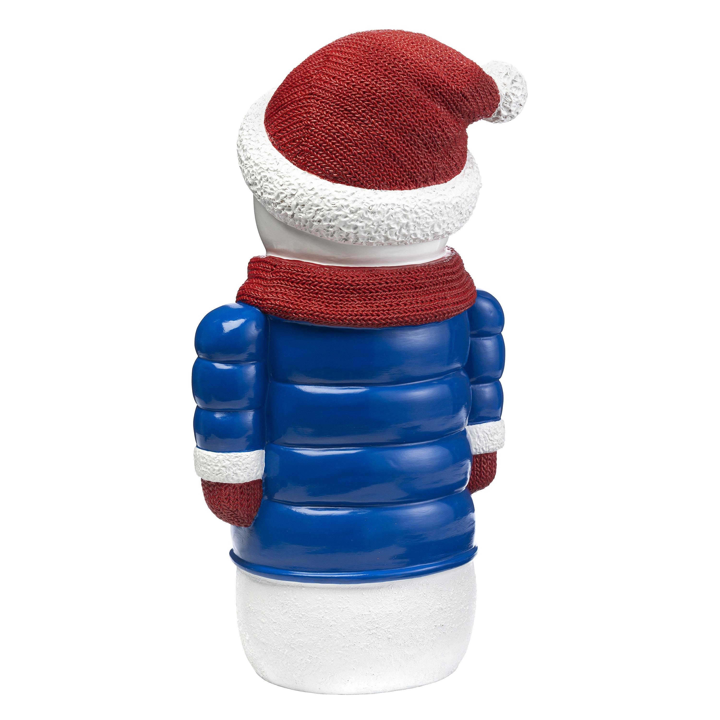 Decorative Lighted Snowman Figurine / Christmas Statue – Shorty LED Christmas Decoration for Festive Home Displays