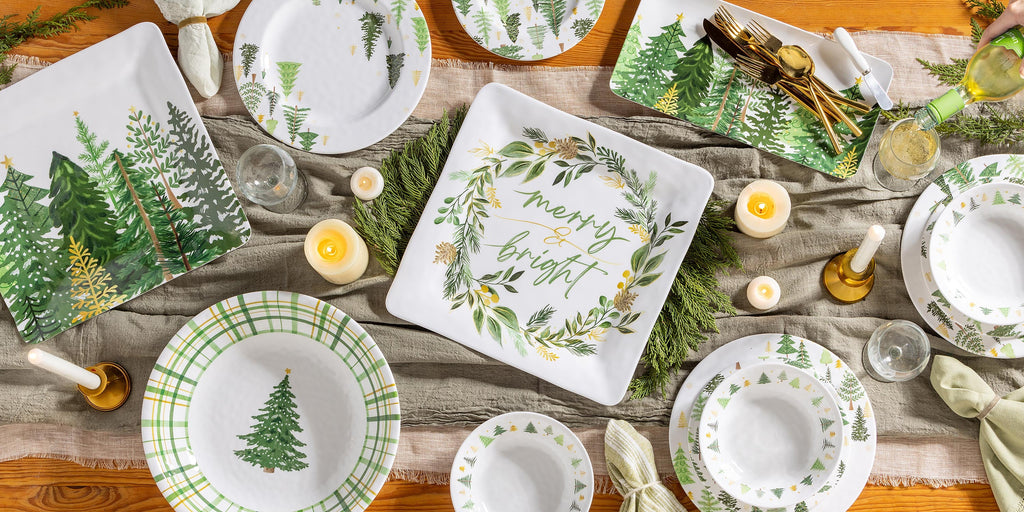 11" Green Melamine Christmas Dinner Plate – Elegant Tableware for Stylish Dining & Holiday Entertaining