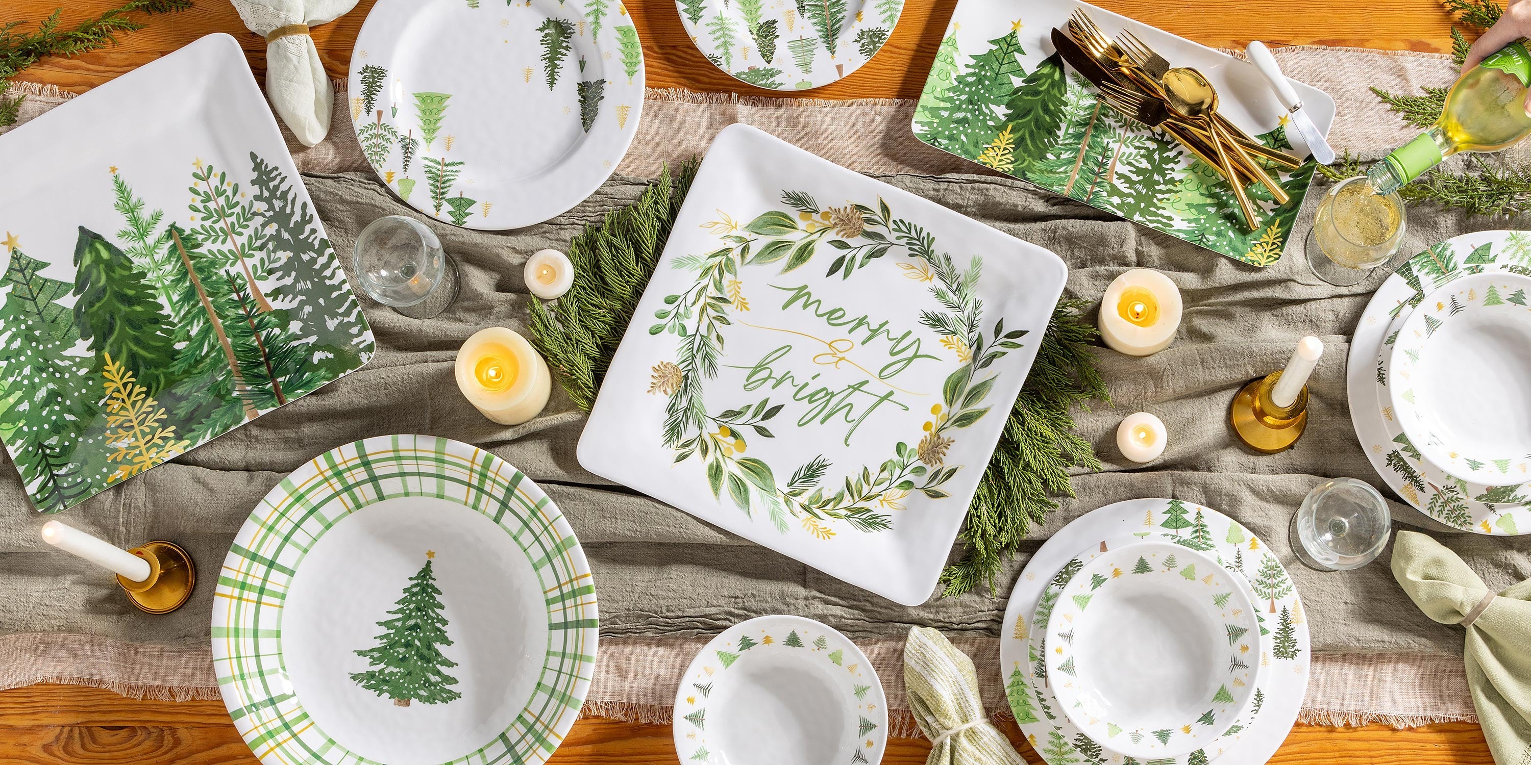 11" Green Melamine Christmas Dinner Plate – Elegant Tableware for Stylish Dining & Holiday Entertaining